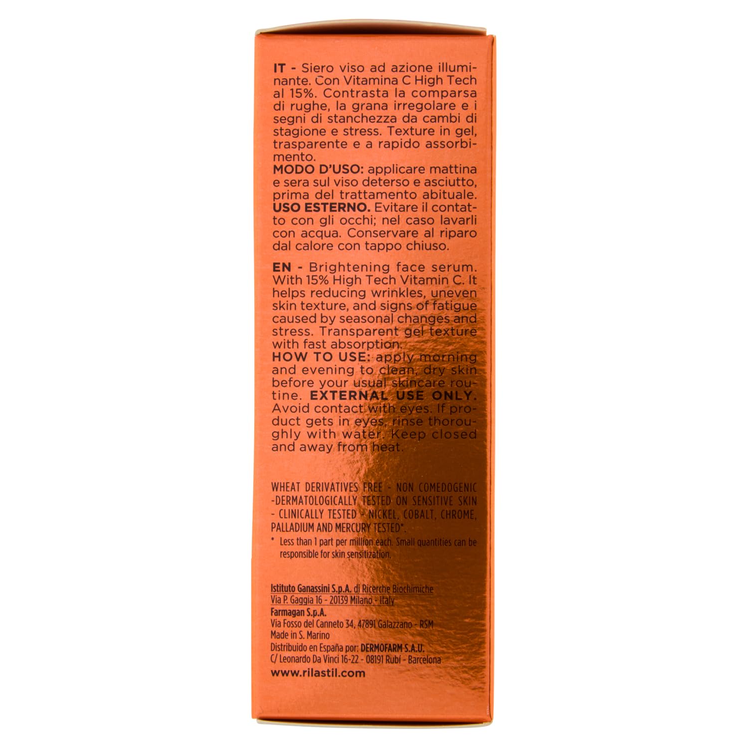 Rilastil Siero Viso Multirepair Intense C, Azione illuminante, Con Vitamina C High Tech, Antirughe, 30 ml