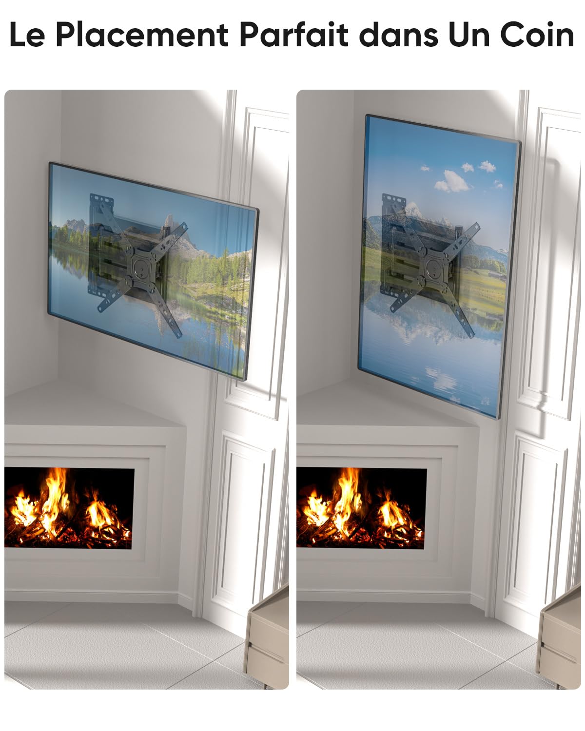 Support Mural TV à Extra Longue Portée 1035 mm, 180° Pivotant Support TV Mural Orientable et Inclinable pour Téléviseurs, Écrans & Monitors 17-50 Pouces LED LCD jusqu'à 30 kg, Max VESA 300x300 mm