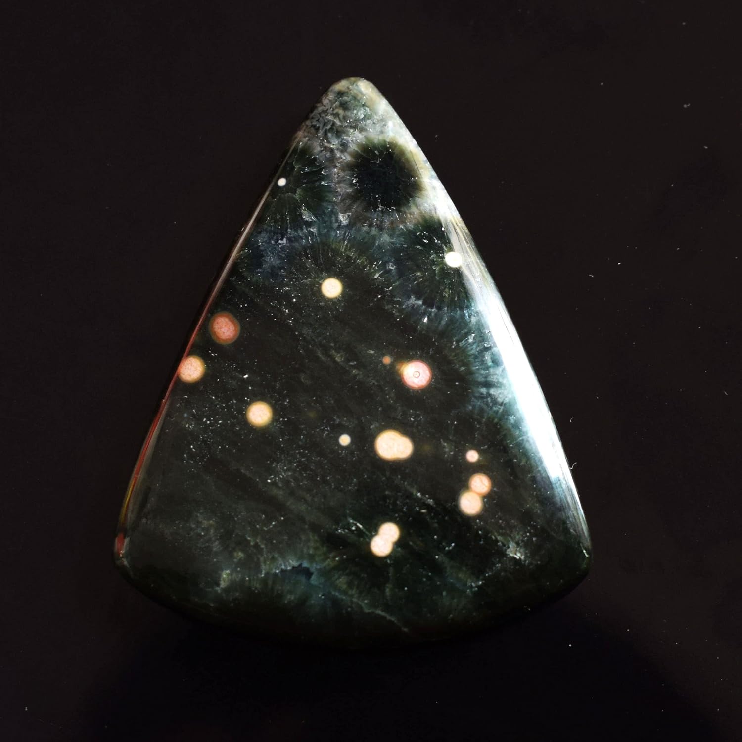 Natural Ocean Jasper Cabochon Trillion Shape Size 43x35x6 MM Loose Semi Precious Gemstone Flat Back Side