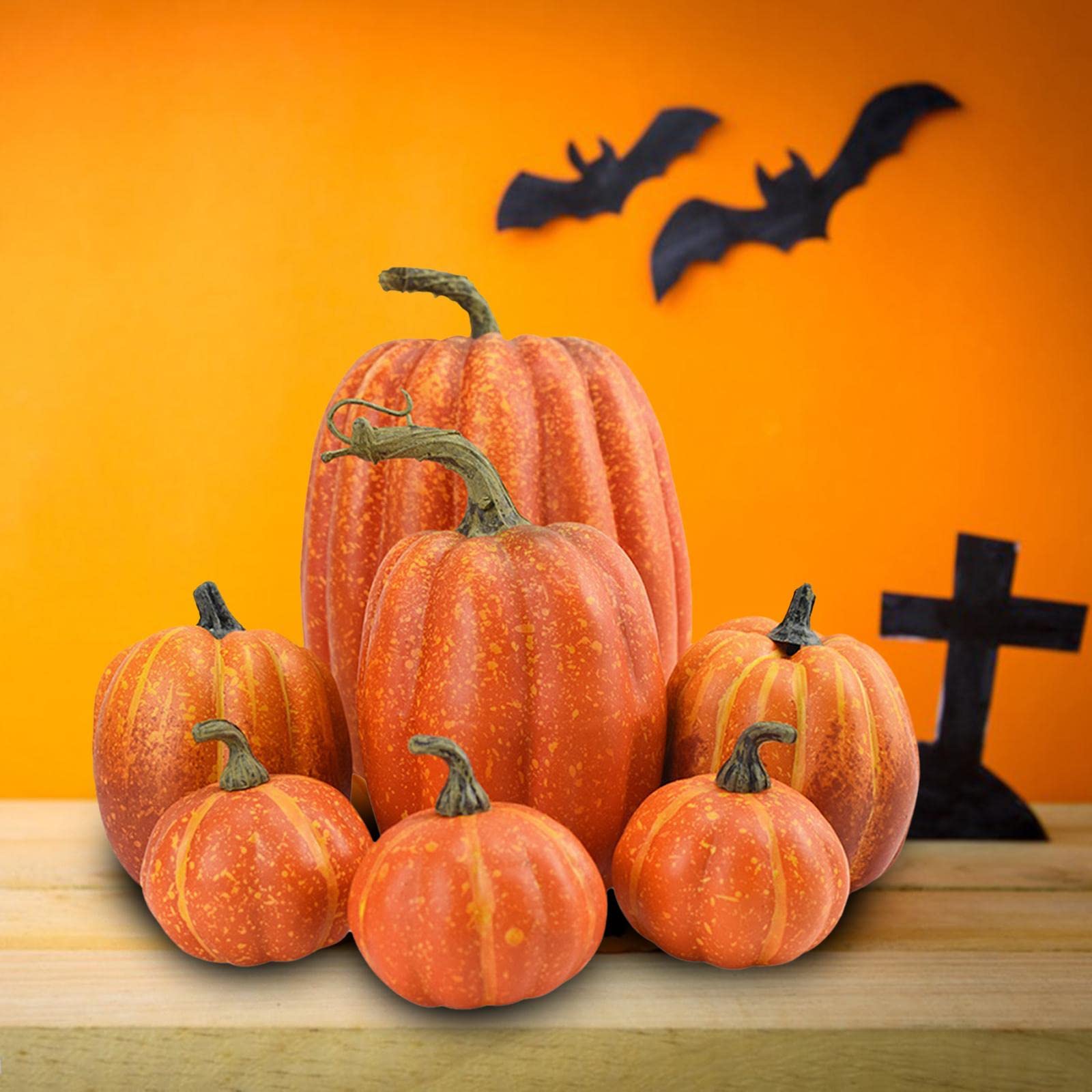misppro 3x7x Zucche artificiali Bulk Faux Raccolto per Centrotavola Matrimonio Autunno Arancione