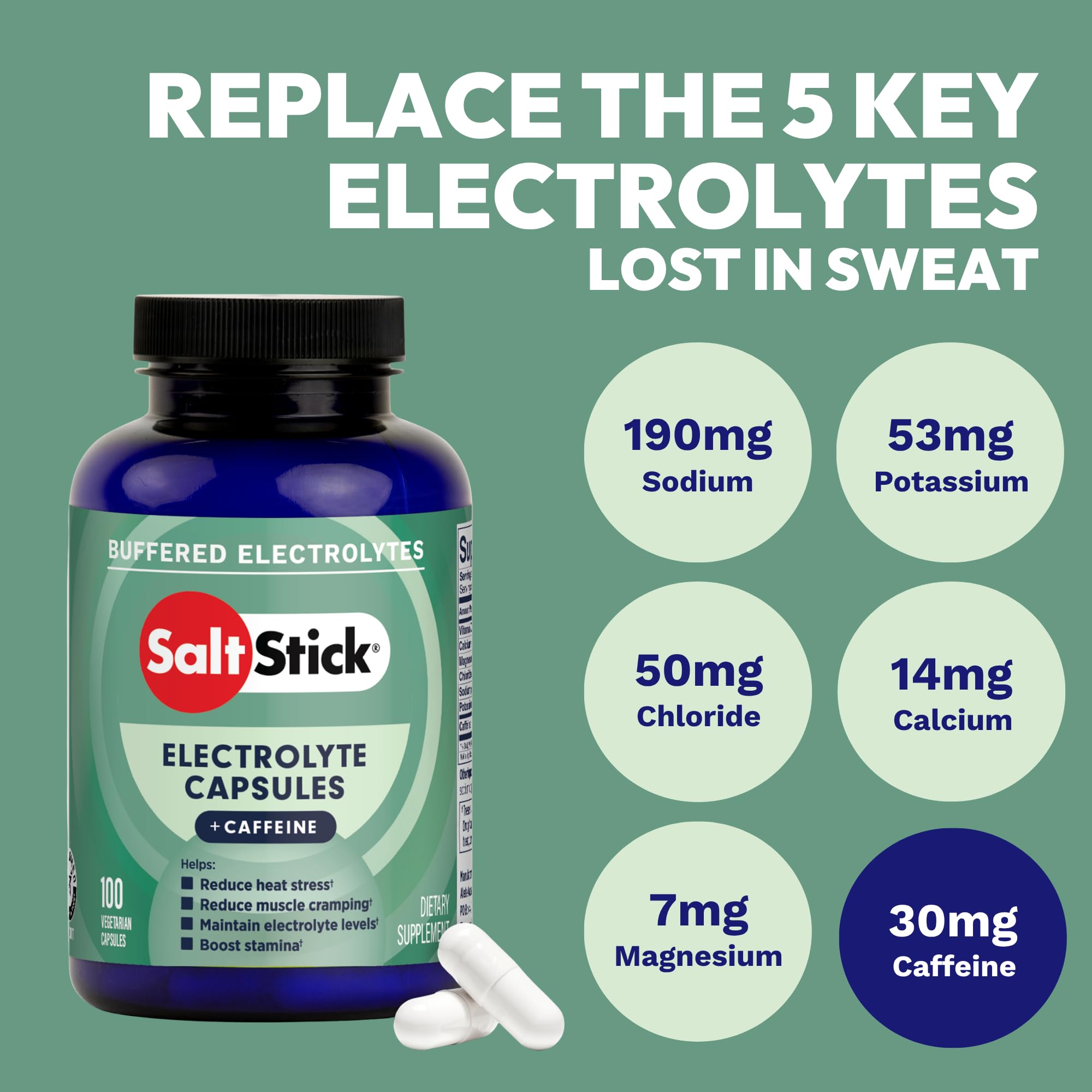 SaltStick Sugar Free Electrolyte Salt Pills Plus Caffeine 0 Calories 100 Ct — Amazon image 2
