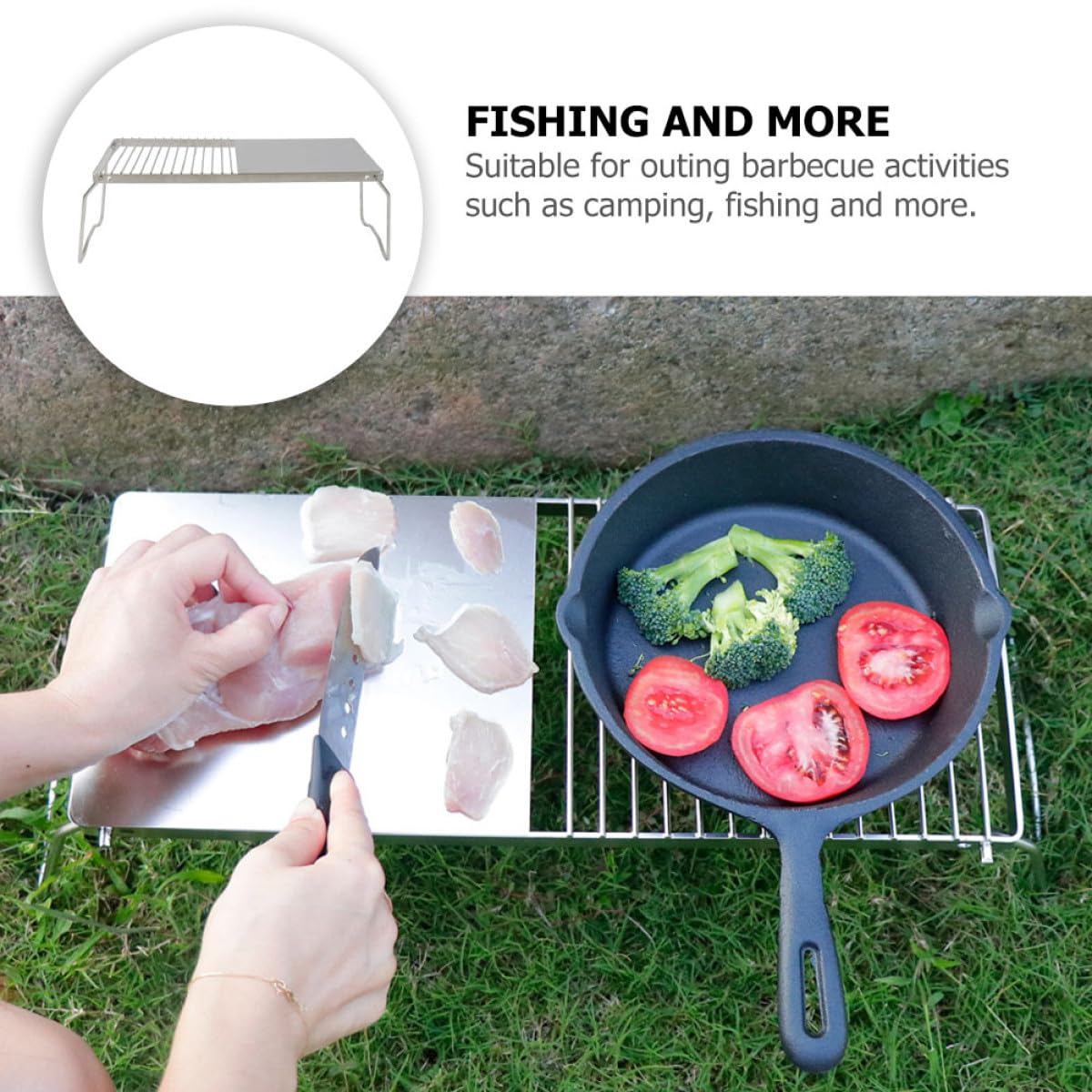 Przenośny stojak do grillowania ze stali nierdzewnej, grill węglowy, siatka do gotowania na świeżym powietrzu, kemping i ogród, wielofunkcyjny grill do idealnych gotowania