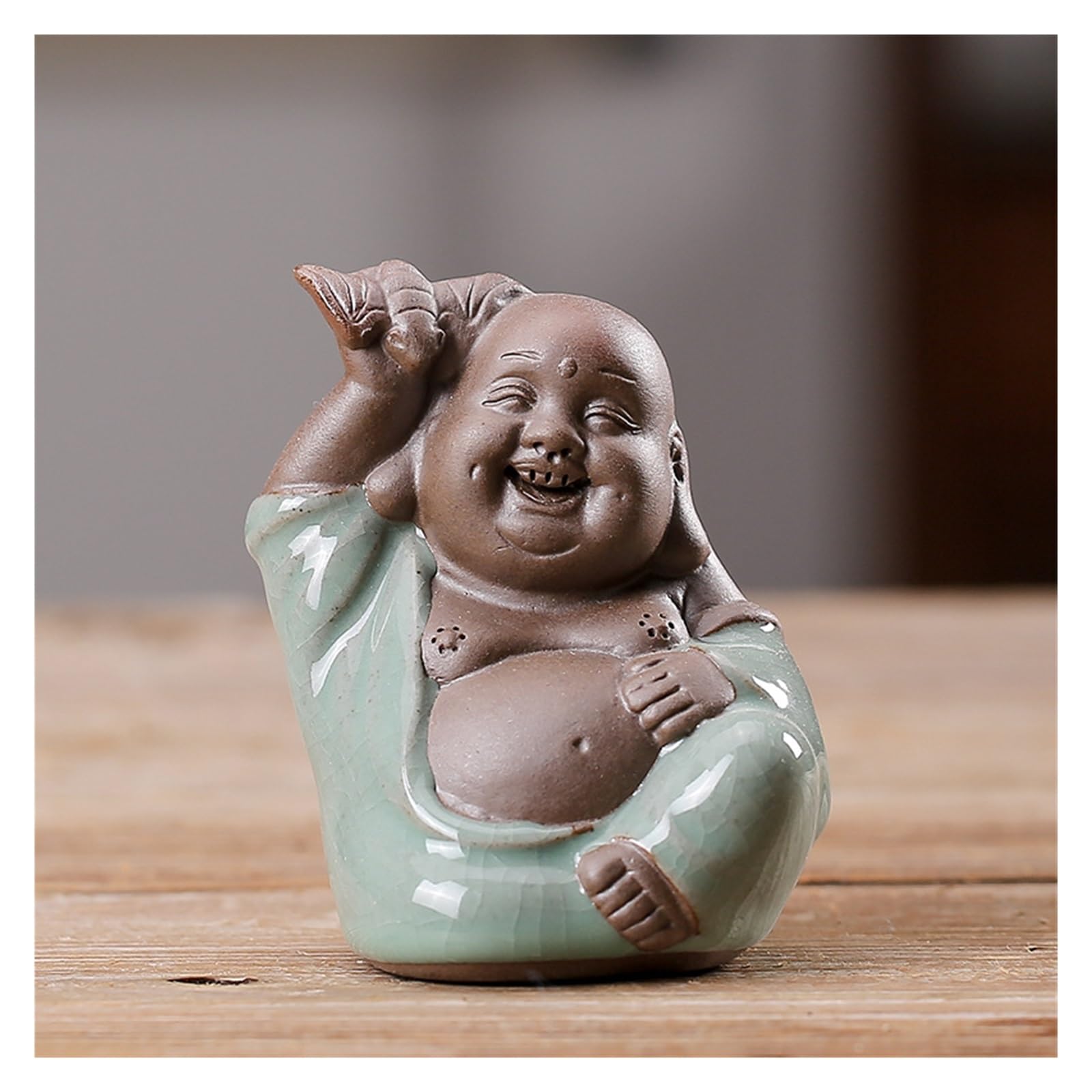 ENGENDER Kung Fu Tea Pet Tea Pet Desktop Ornaments Handmade Statues Home Coffee Table Garden Micro Landscape Decorative Accessories(06)