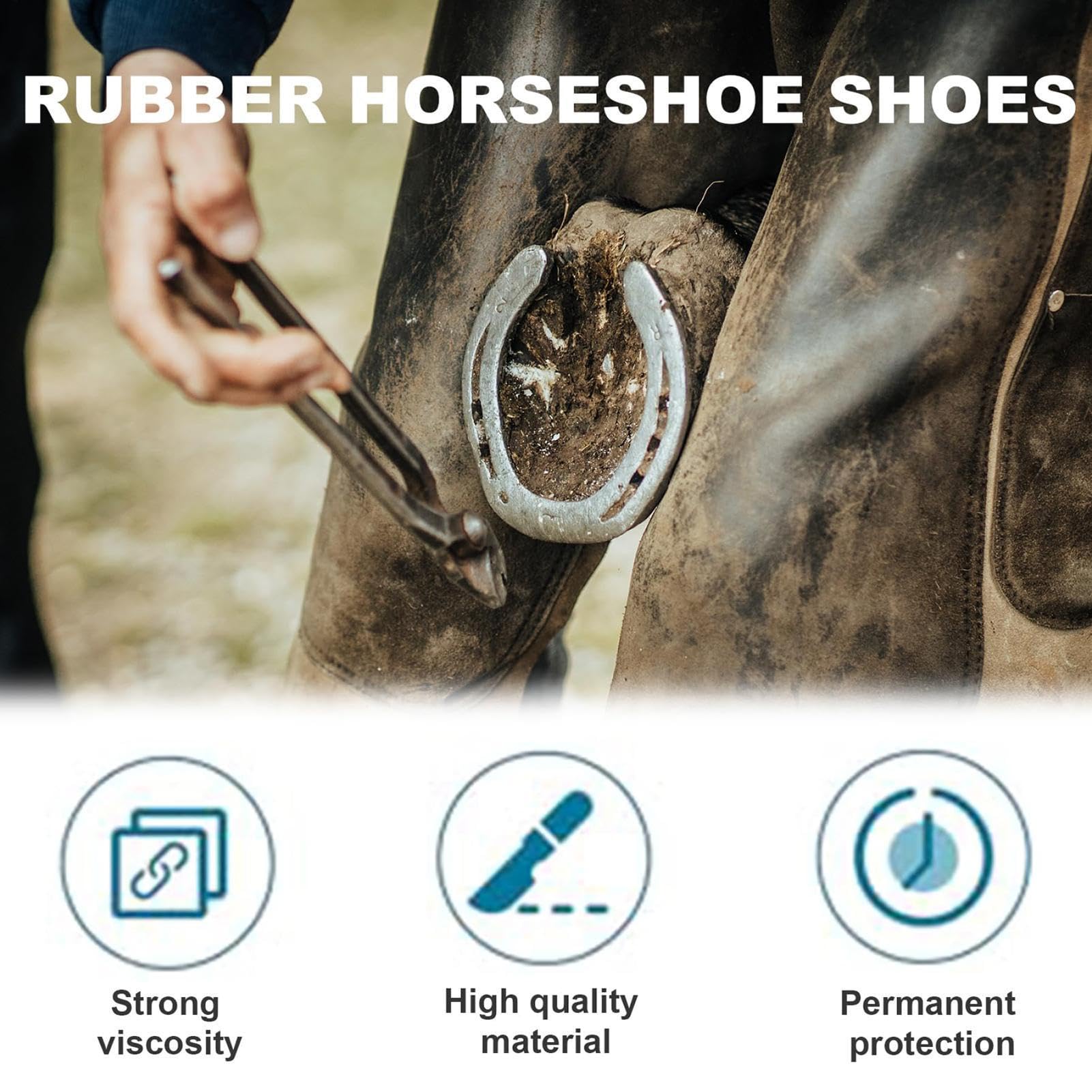 Łatwe buty dla koni Antypoślizgowe z regulowanym paskiem | Ochronne buty dla koni Do Treningu, Zawodów, Rehabilitacji, Ochrony i Przycinania