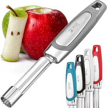 Orblue Apple Corer Tool, Heavy Duty Stainless Steel Fruit Core Extractor | Dishwasher Safe, Ergonomic Handle, Sharp Serrated Blade, Comfortable Grip, Cores in Seconds, Food-Grade Steel, Gray