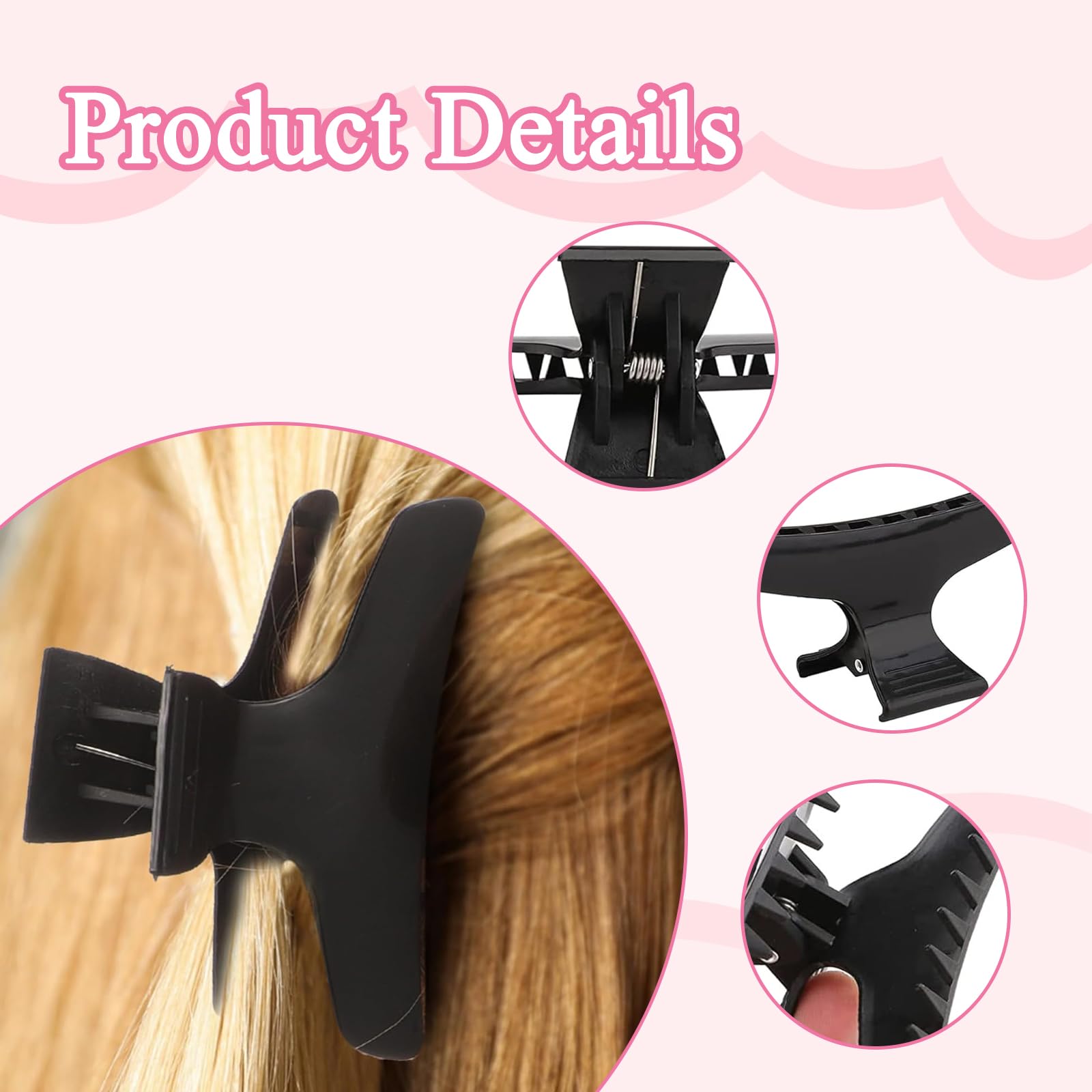 ExcellaElite 12 PCS Butterfly Hair Clips, Black, 8.2 cm Long, 4.3 cm High, 5.8 cm Wide - Image 3