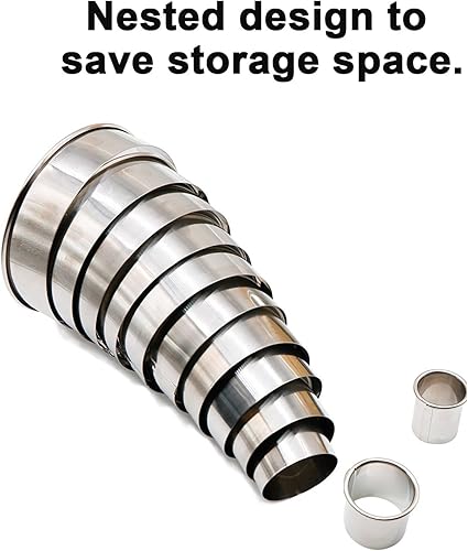 Miniatura 3 de Juego de 11 cortadores de galletas de metal, cortadores de galletas redondos, cortadores de repostería de galletas circulares de acero inoxidable,