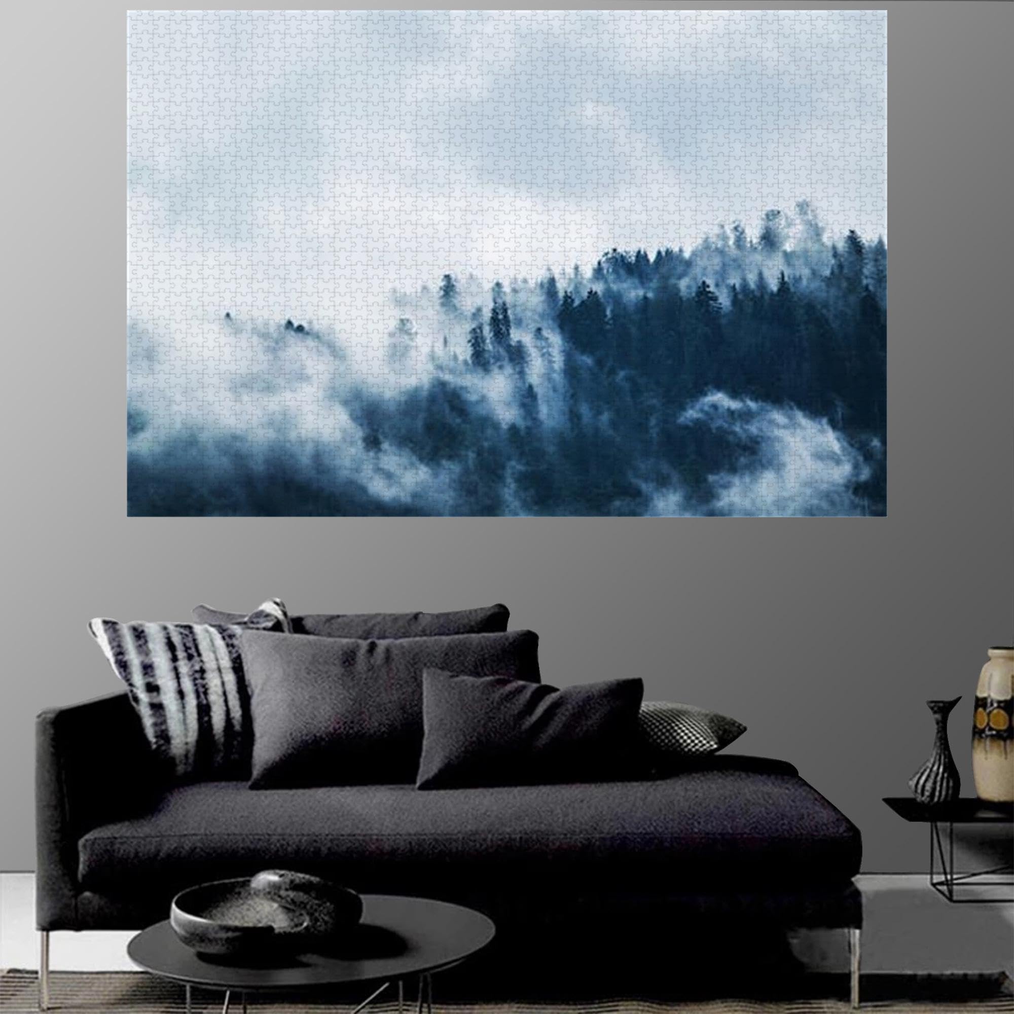 Pin vert recouvert de Brume Blanche - Puzzle en Bois de 6000 pièces - Pièces épaisses et Robustes, parfaites Pour s'amuser en famille