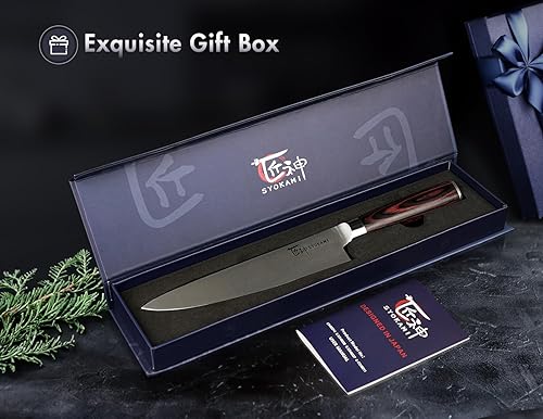 Miniatura 6 de Cuchillo de chef japonés, cuchillo de cocina profesional ultra afilado de 8 pulgadas, cuchillo de corte de acero inoxidable de alto carbono con