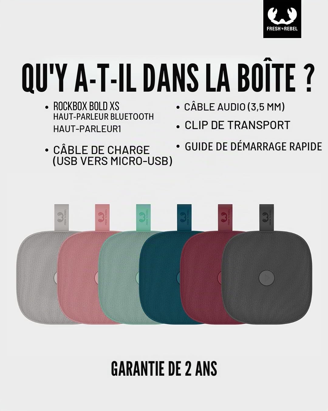 Fresh 'n Rebel Rockbox Bold XS - Haut-parleur - pour utilisation mobile - sans fil - Bluetooth - gris orage