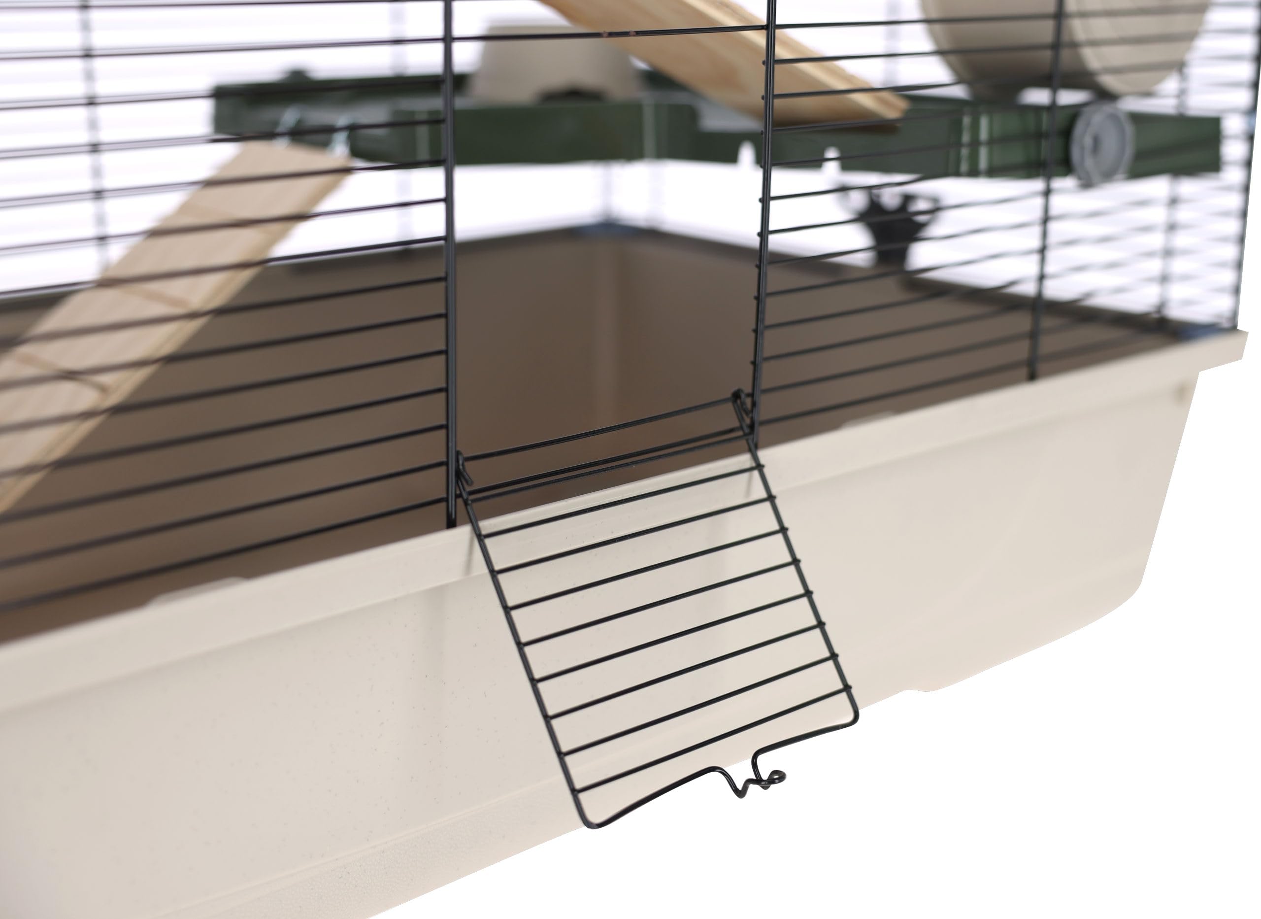 Kerbl Pet Kleintierkäfig Flat Nature, Hamsterkäfig, Taupe, dunkelgrün, schwarz, 80x45x51cm, Kunststoff, Hamster, Mäuse, Ratten, mit Häuschen, Futternapf