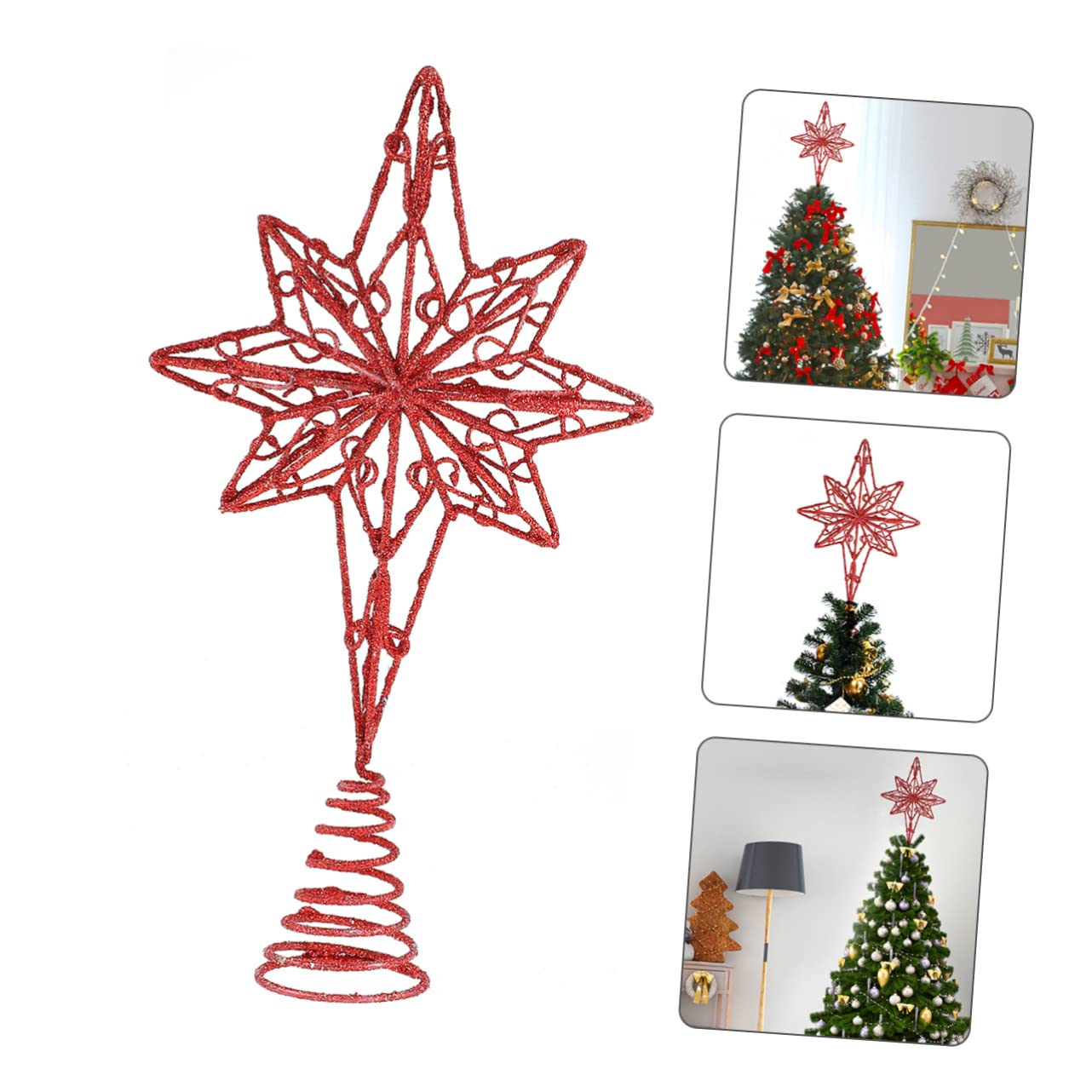 Zerodeko 3 Pièces Étoile de Noël octogonale en Haut du Sapin étoile de la des Arbres de noël Topper étoile de Sapin de noël Decoration Noel Decoration de Noel décor d'or Ornement Métal