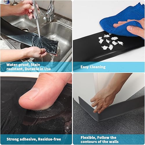 Miniatura 5 de Art3d Moldura flexible de pared para zócalo, 4 pulgadas x 20 pies, despegar y pegar base de vinilo para pared, color negro