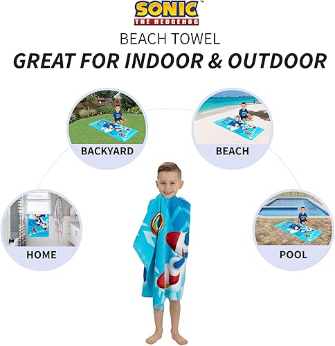 Miniatura 6 de Franco Sonic The Hedgehog - Paquete de toallas de playa y felpa súper suave