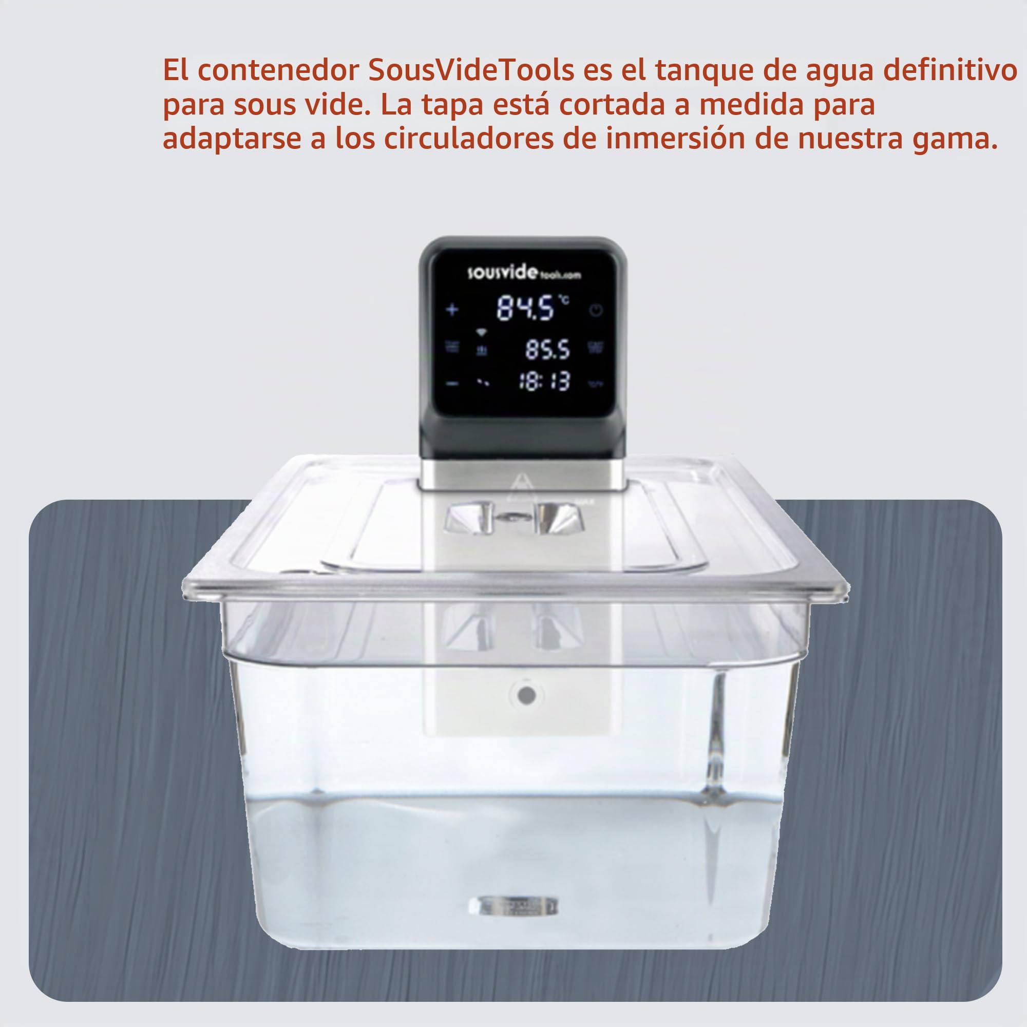 Sous Vide Tools Recipiente de policarbonato de 20 litros, tapa cortada a medida para la olla Anova de Sous Vide, sin BPA, antiadherente, apto para lavavajillas