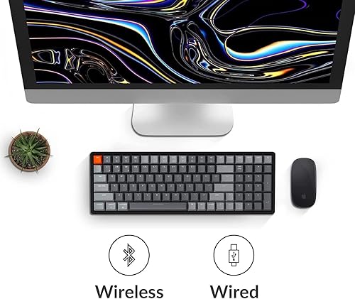 Miniatura 2 de Keychron Teclado mecánico inalámbrico Bluetooth K4 RGB LED retroiluminado, compacto intercambiable en caliente, 100 teclas, teclado USB con cable,