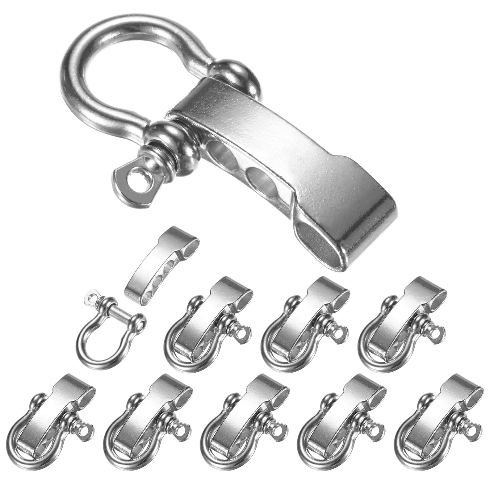 TIXIPEM 10PCS Paracord Bracelet Shackle Buckle Metal, Silver