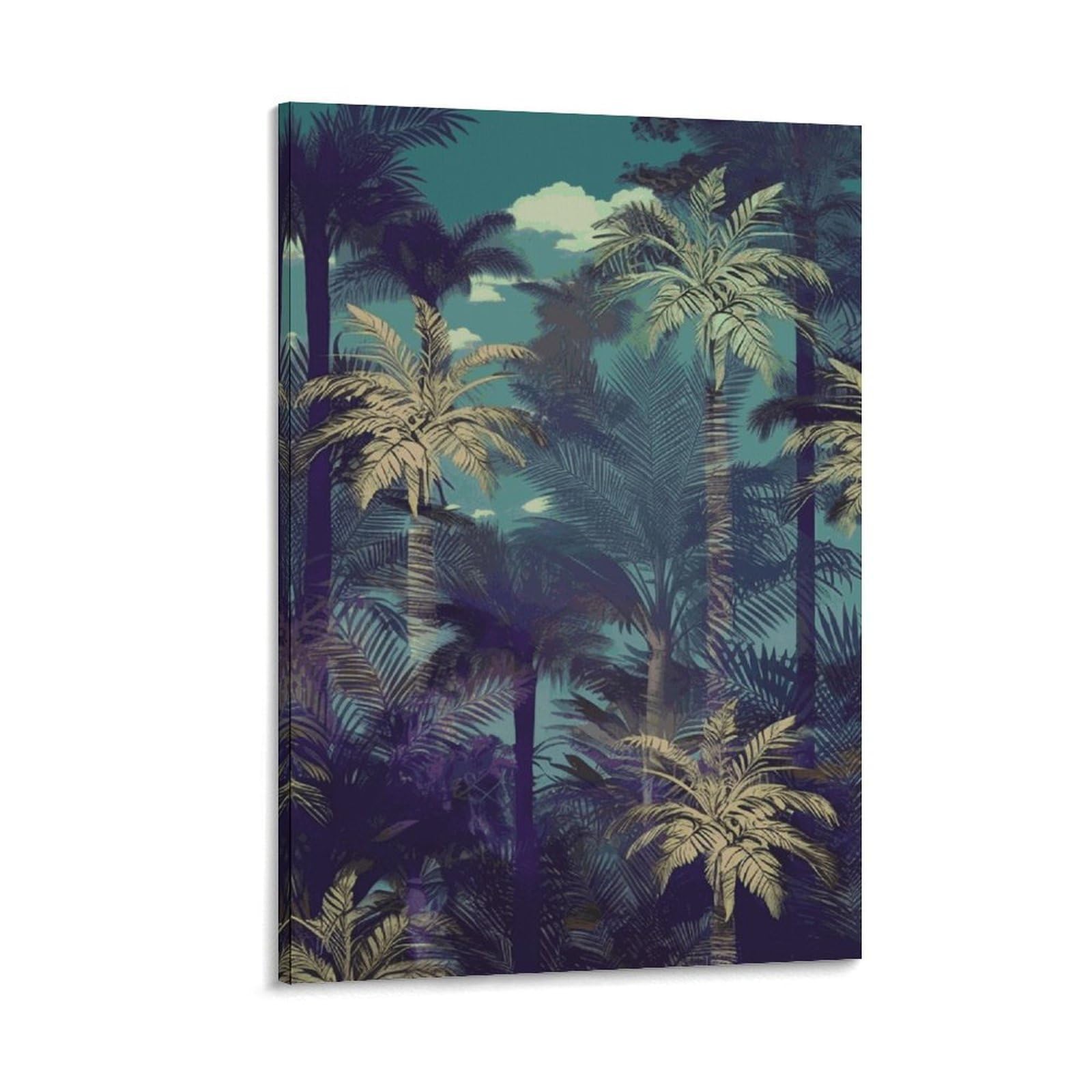 Canvas Wall Art for Living Room 16"x24" Modern Artwork Painting Pictures Hanging Canvas Prints Fantasy Palm Tree Jungle Aesthetic Wall Art for Bedroom Bathroom Office Wall Art Print Decor Fantasy Pal