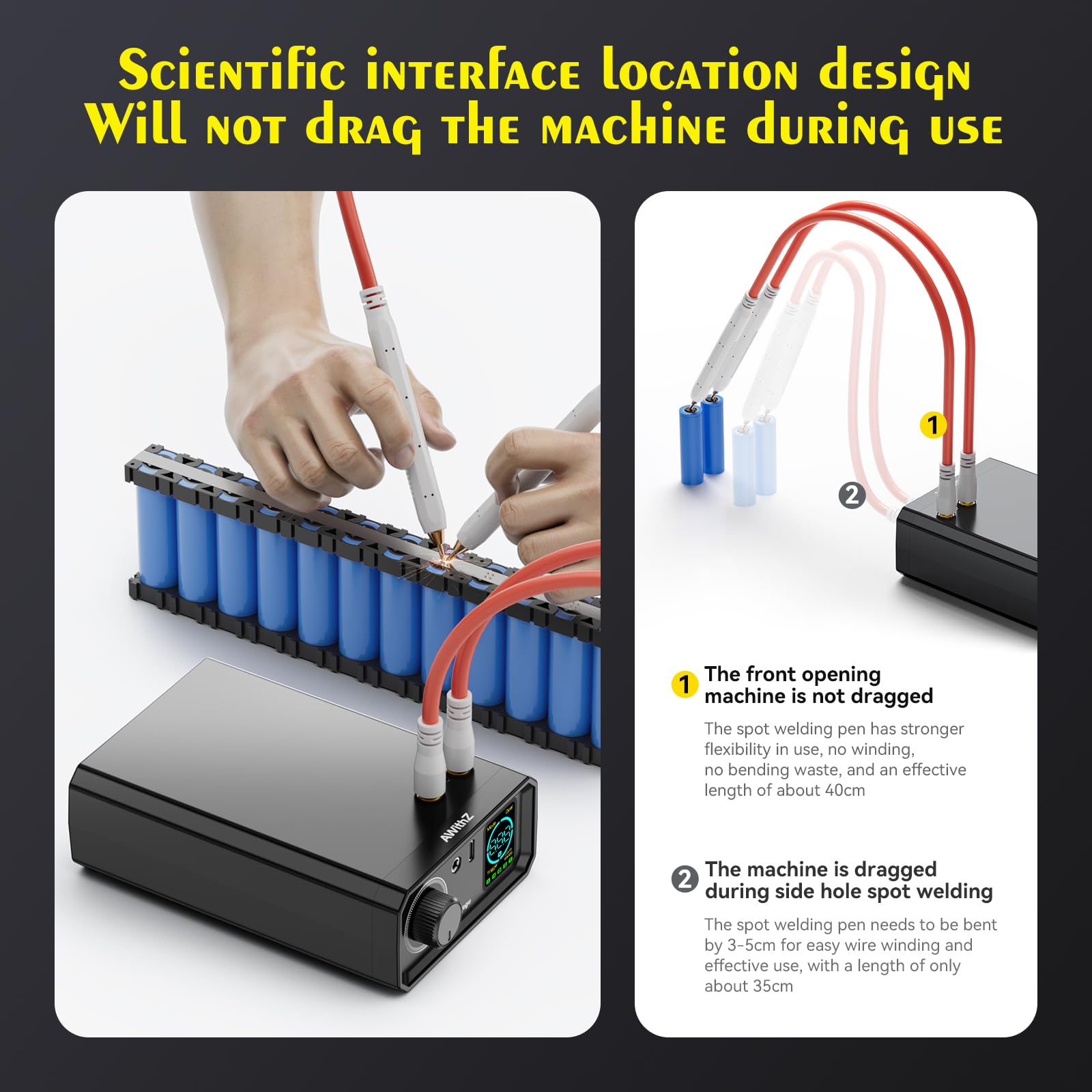 Saldatrice a punti per batterie da 9000W, funzionamento con manopola rotativa e 100 livelli di regolazione, comando a pedale, saldatrice 0,1-0,25mm con uscita a doppio impulso, portatile