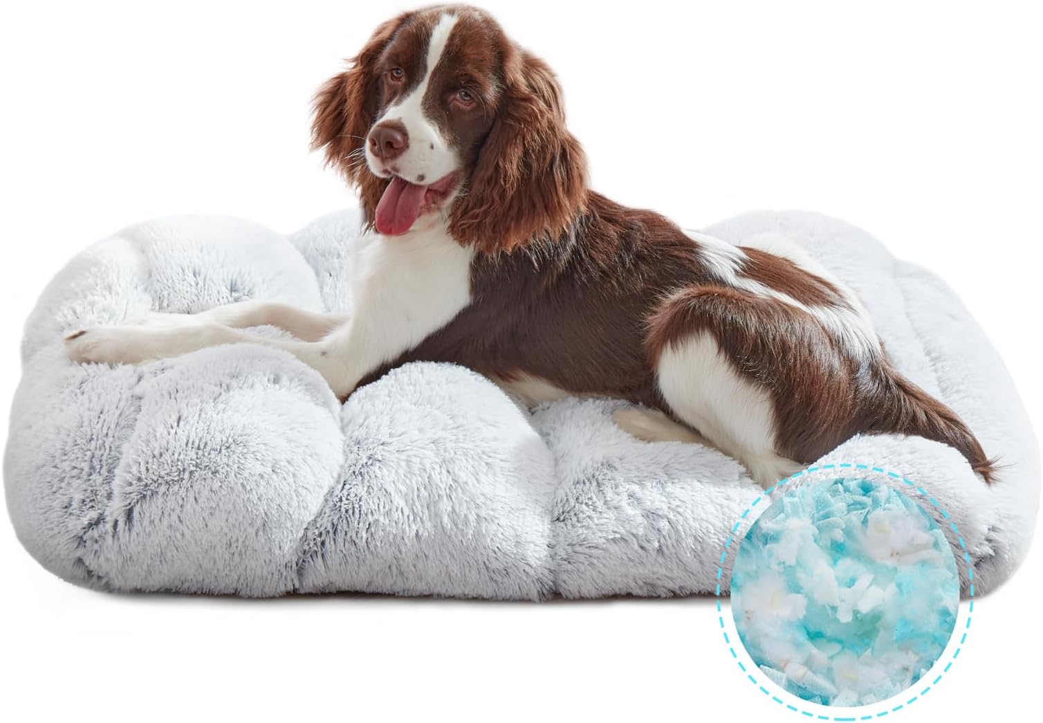 Kudoggy Shredded Memory Foam Fluffy Dog Crate Pad, Warm