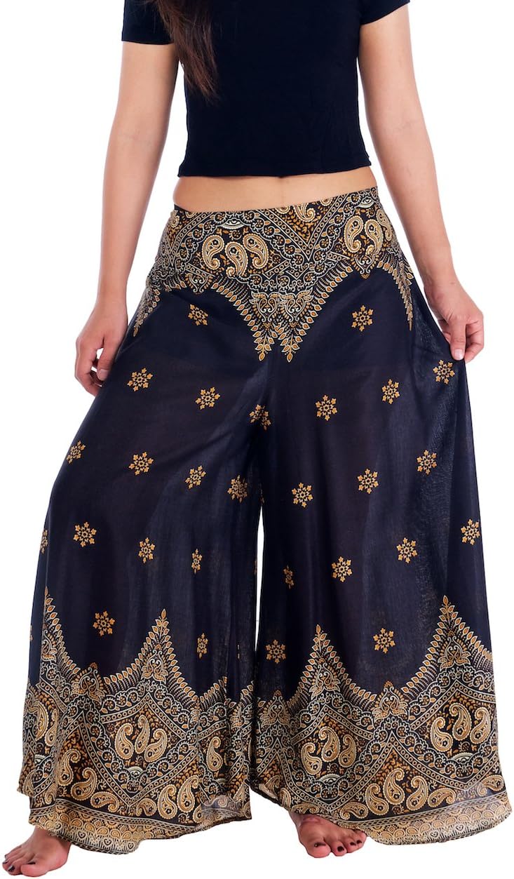 Lannaclothesdesign Women's Boho Palazzo Pants for Women with Wide Legs Boho Palazzo Pants with Wide Legs