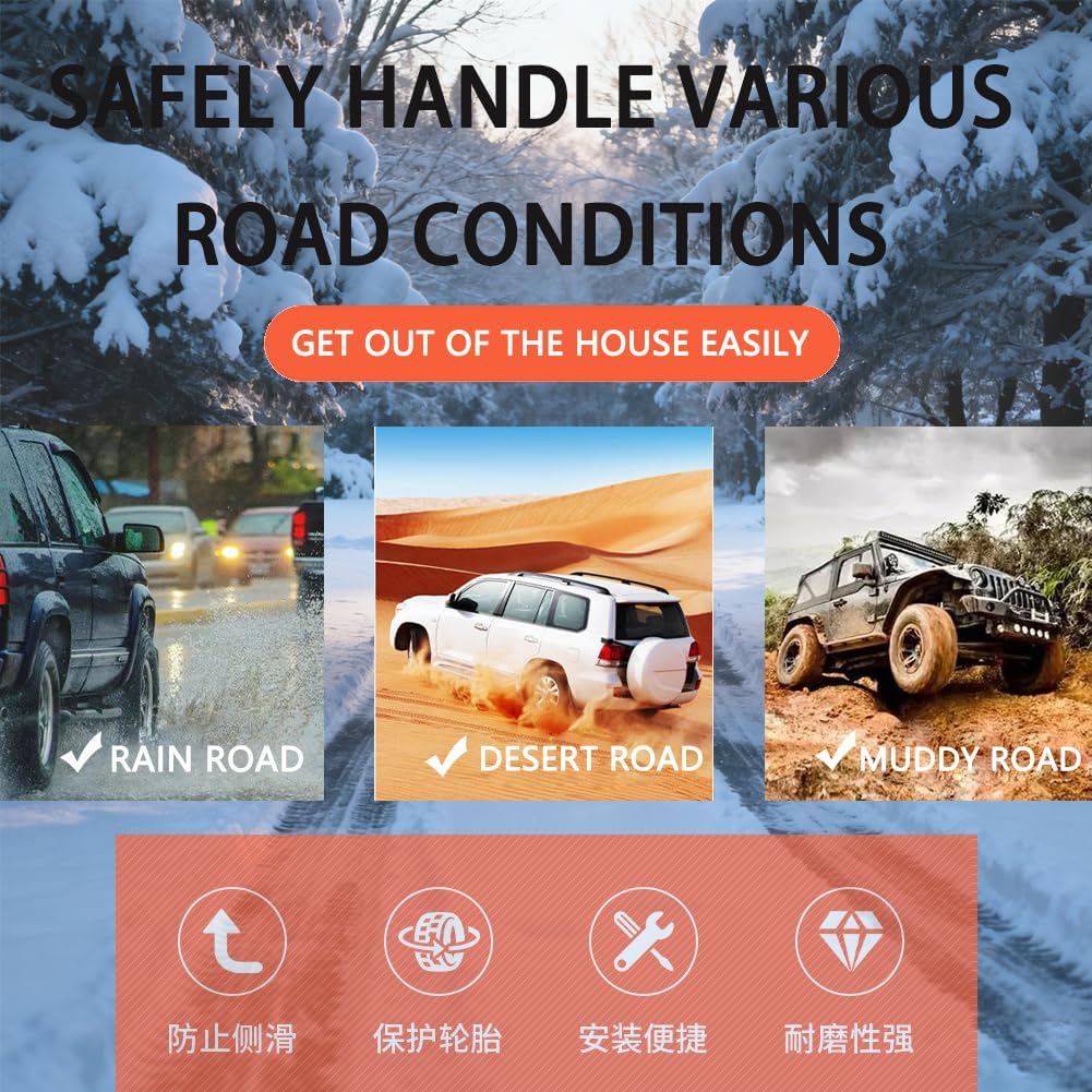 Zip Tie Snow Chains, Upgraded Dual Teeth Car Winter Snow Zip Ties for Car Tires,Universal Reusable Anti-skid Nylon Tire Chains, Tire Traction Straps, Safe and Non-slip for Pickup Trucks Suv (30)