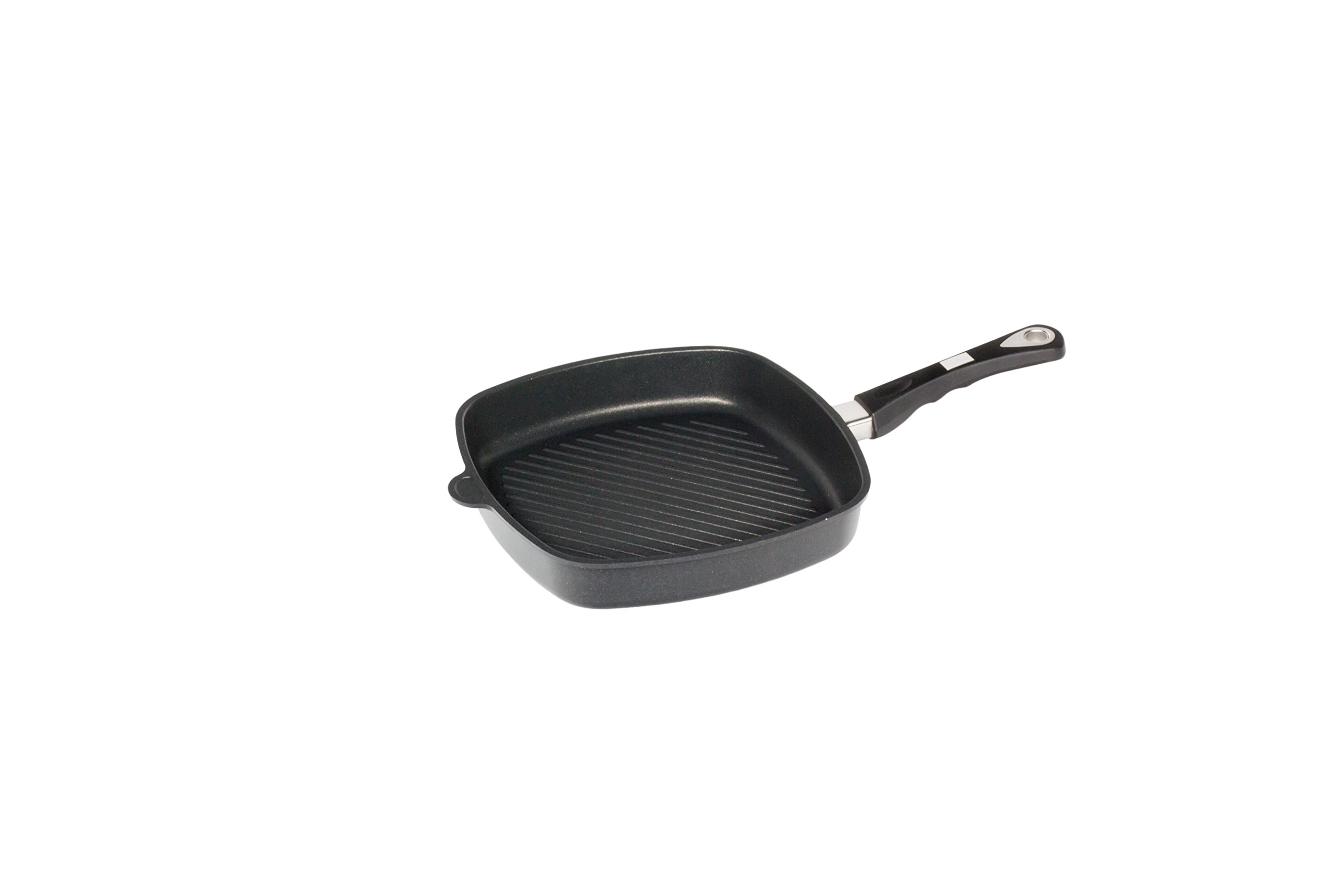 AMT Square Shallow Grill Pan Die-Cast Aluminium/for Induction Cooking/Outer Dimensions 28 x 28 c