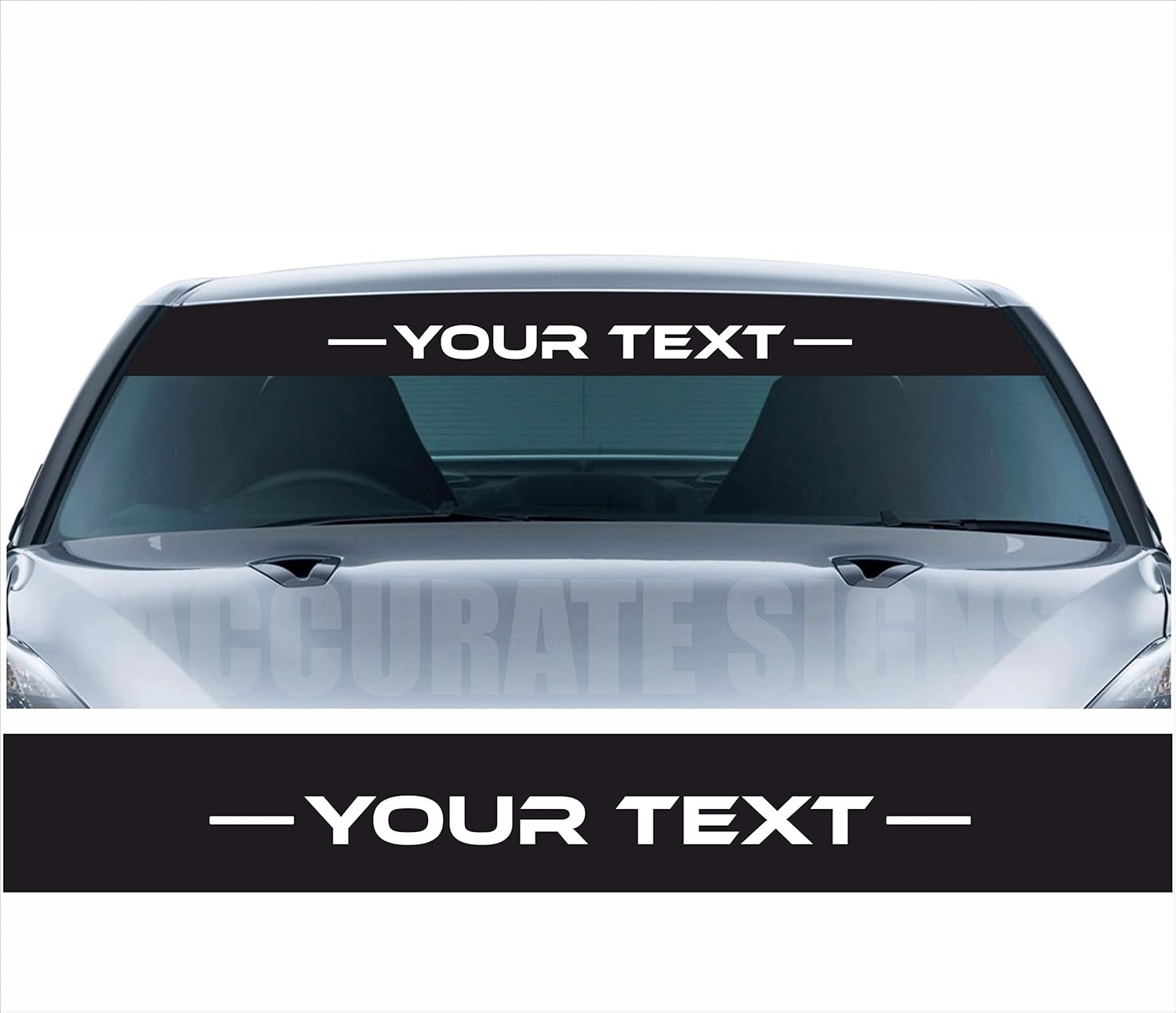 Accurate Signs Universal Custom Sunstrip 1400 x 200mm Windscreen Banner with Personalised Text