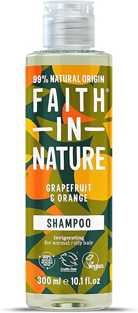 Faith In Nature 300 ml Natural Grapefruit and Orange Shampoo, Invigorating, Vegan and Cruelty Free, No SLS or Parabens, for Normal to Oily Hair