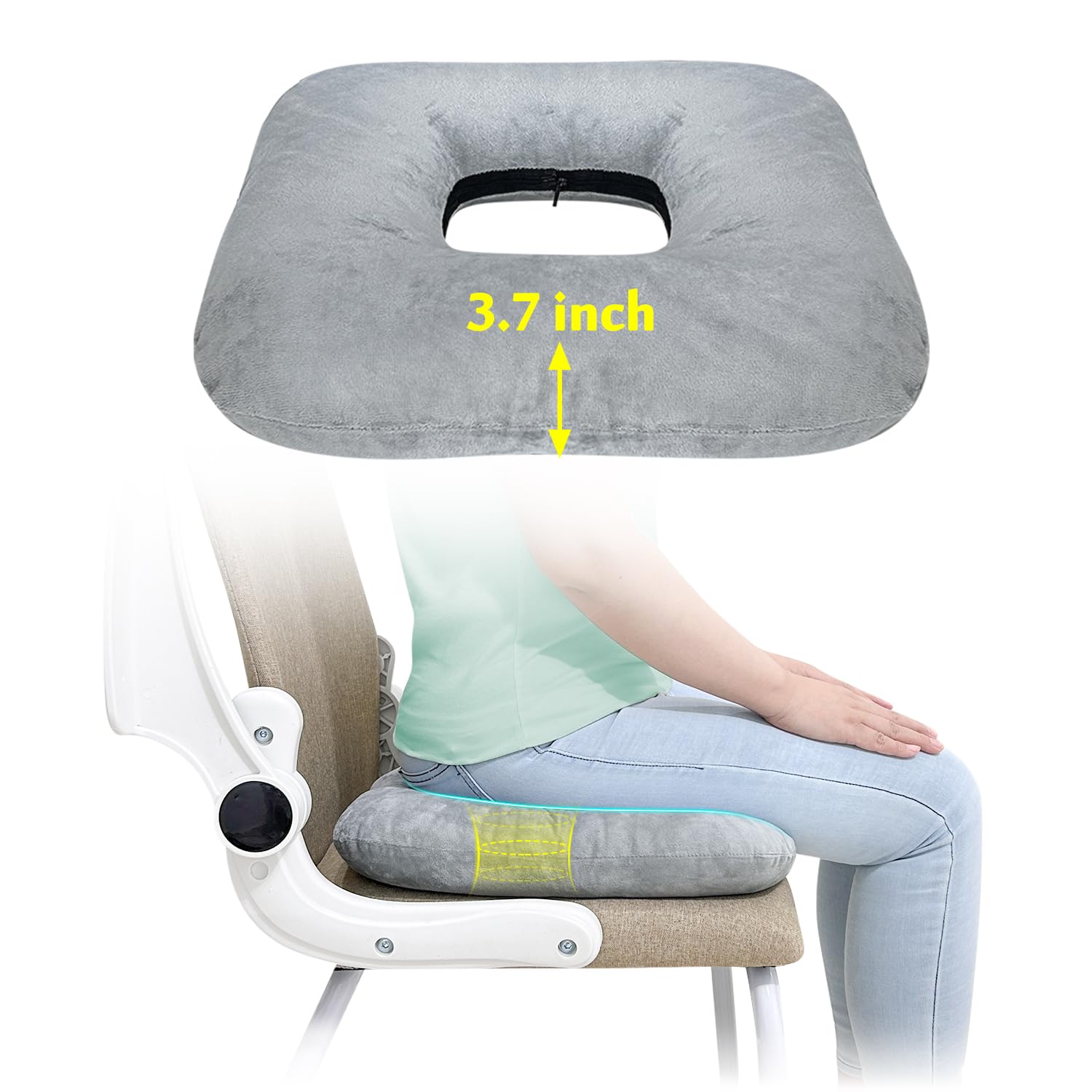Mybow Donut Pillow, Butt Cushion for Long Sitting Tailbone Pain, Hemorrhoid, Pregnancy Seat Cushion, Medical Donut Ring Pillow for After Surgery, Bed Sore, Pressure Ulcer Relief Cushion Pad