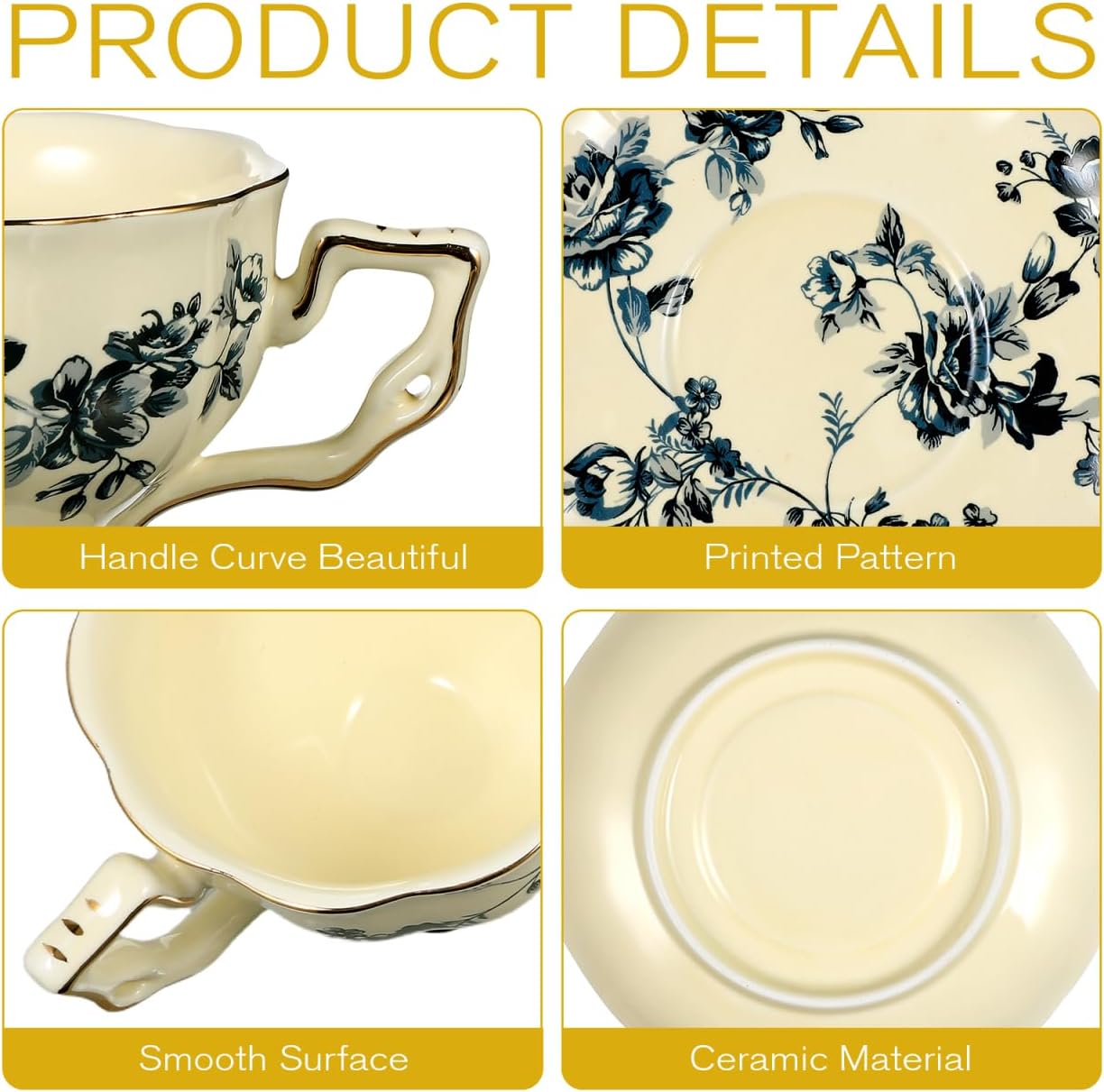 European Style Ceramic Milk Drinking Cup with Saucer 8Oz Delicate Porcelain Coffee Cup Set for Home Restaurant Tea and Juice - Image 7