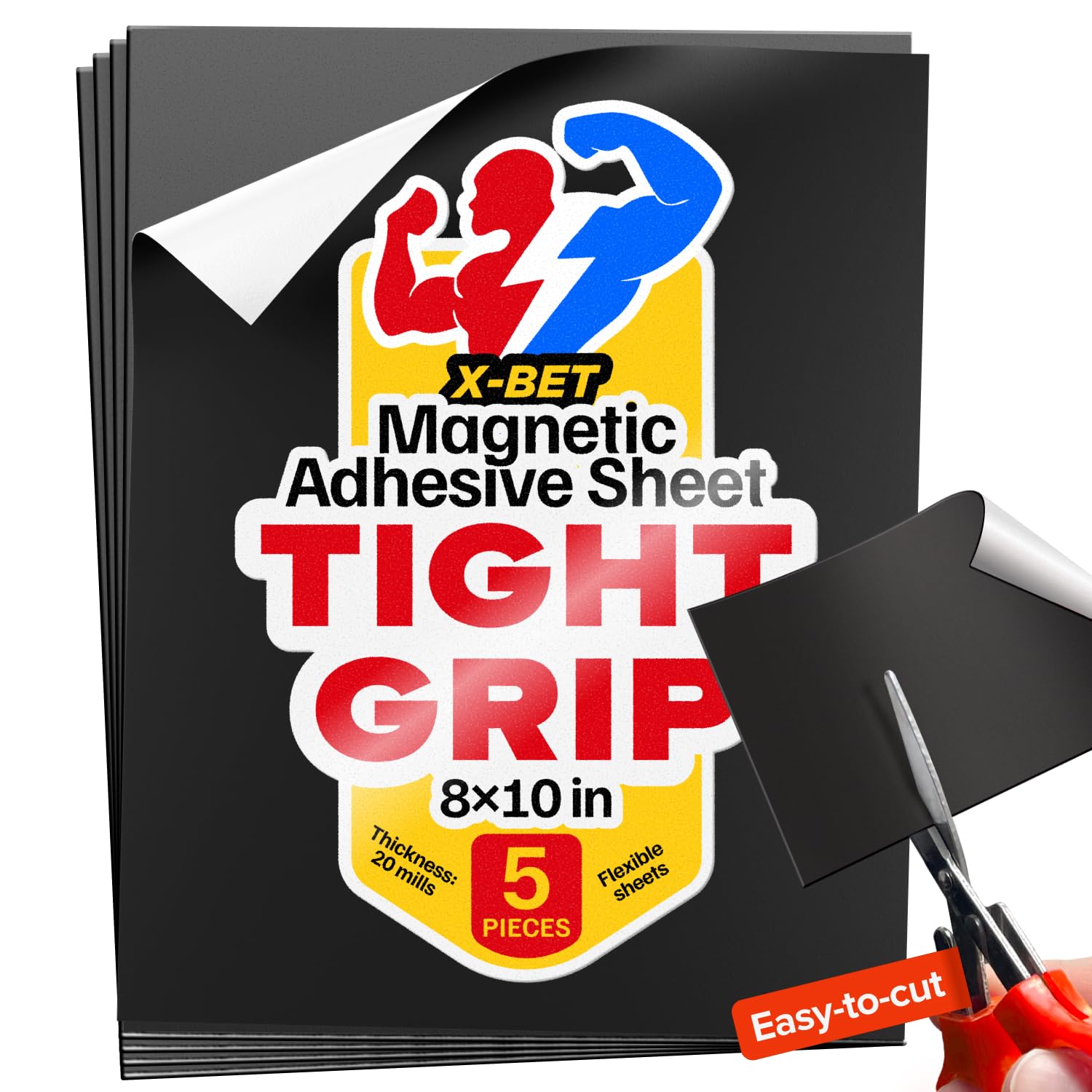 Strong Self-Stick Adhesive Magnetic Sheets 5 Pcs (8x10"/20x25cm) – Customizable Magnetic Paper for Photo, Magnet Stickers, Labels, Crafts; for Fridge,