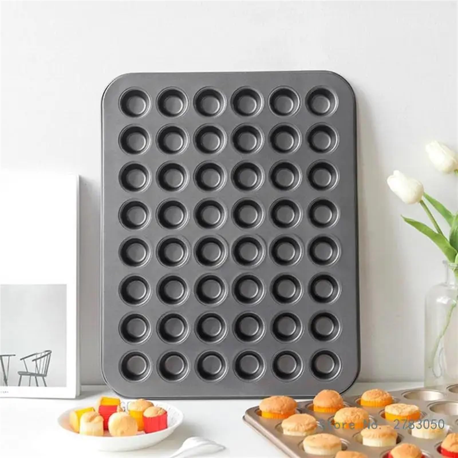 Bandeja de Horno Mini Bandeja Antiadherente de 48 cavidades for Magdalenas, moldes for Magdalenas, Bandeja for Hornear, moldes for Magdalenas de Acero al Carbono for Hornear Cupcakes(A)