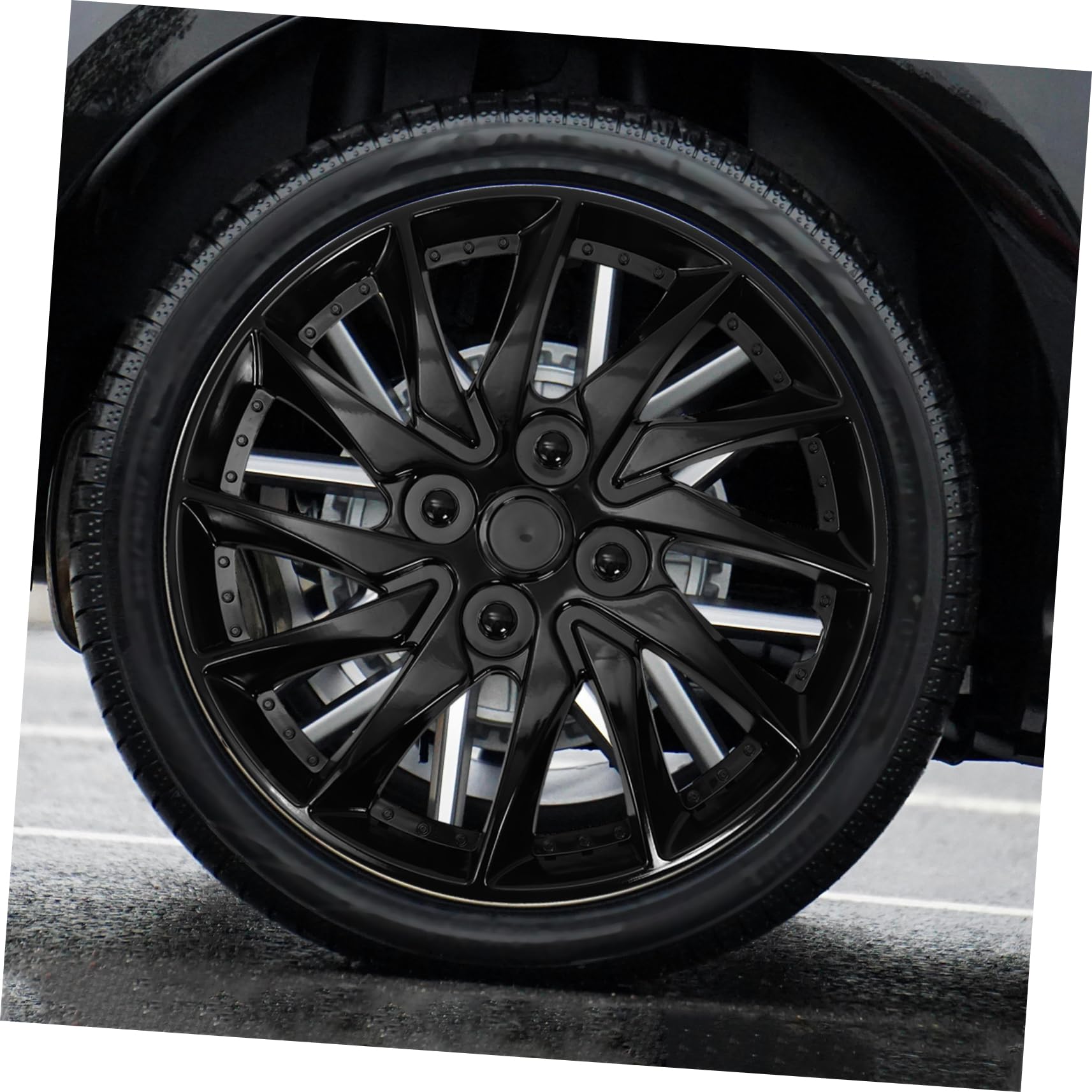 Gatuida Enjoliveur de Roue Voiture 14 Pouces Noir, Couvercle de Moyeu Unique, Accessoire Automobile Protection Jante Acier, Remplacement Enjoliveur Perdu, Usage Voiture Tous Modèles