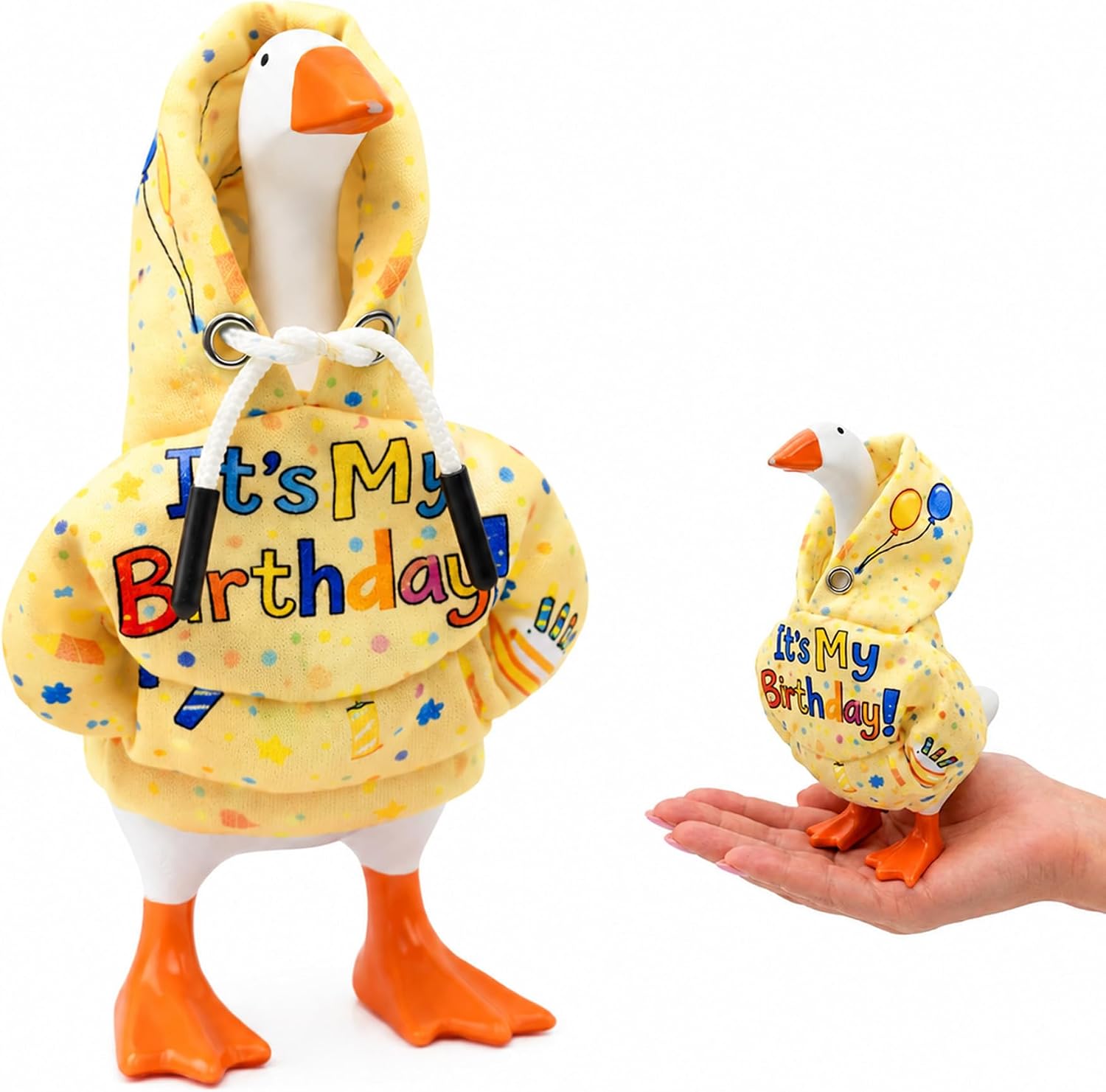 7 Inch Desk Goose Outfit Hoodie Desk Goose Clothes for Magnetic Goose Statue Tabletop Decor (Yellow)