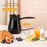 lvifloae Bouilloire électrique turque en acier inoxydable ABS avec poignée amovible anti-brûlure et base en acier inoxydable 300 ml pour café, thé, eau (noir) - 5