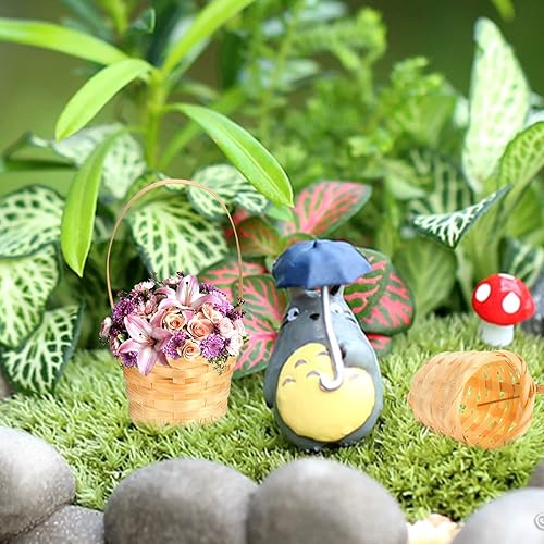 Miniatura 3 de MAGICLULU Mini cestas tejidas con asas, 10 unidades, canasta tejida de Pascua en miniatura, estilo pastoral, cesta de almacenamiento para casa de