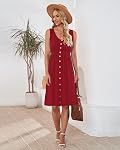 WNEEDU Summer Dress for Women 2026 Sleeveless V Neck Sun Dresses with Pockets