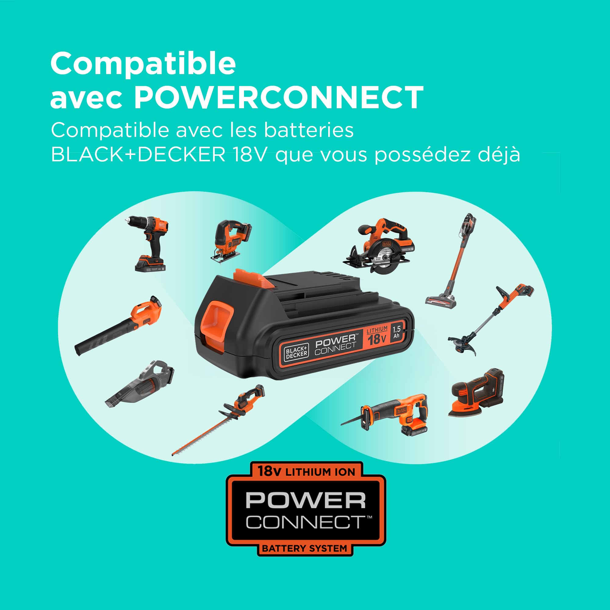 BLACK+DECKER POWERCONNECT Débroussailleuse, Coupe-Herbe sans Fil de 30 cm, STC1840EPC-QW