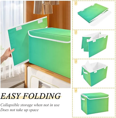 Miniatura 4 de GAIGEO Cubo de almacenamiento verde del cubo del degradado, almacenamiento de ropa de gran capacidad, almacenamiento del armario