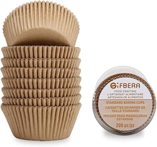 Gifbera Forros naturales inodoros para cupcakes, papel estándar a prueba de grasa, 200 unidades, color natural