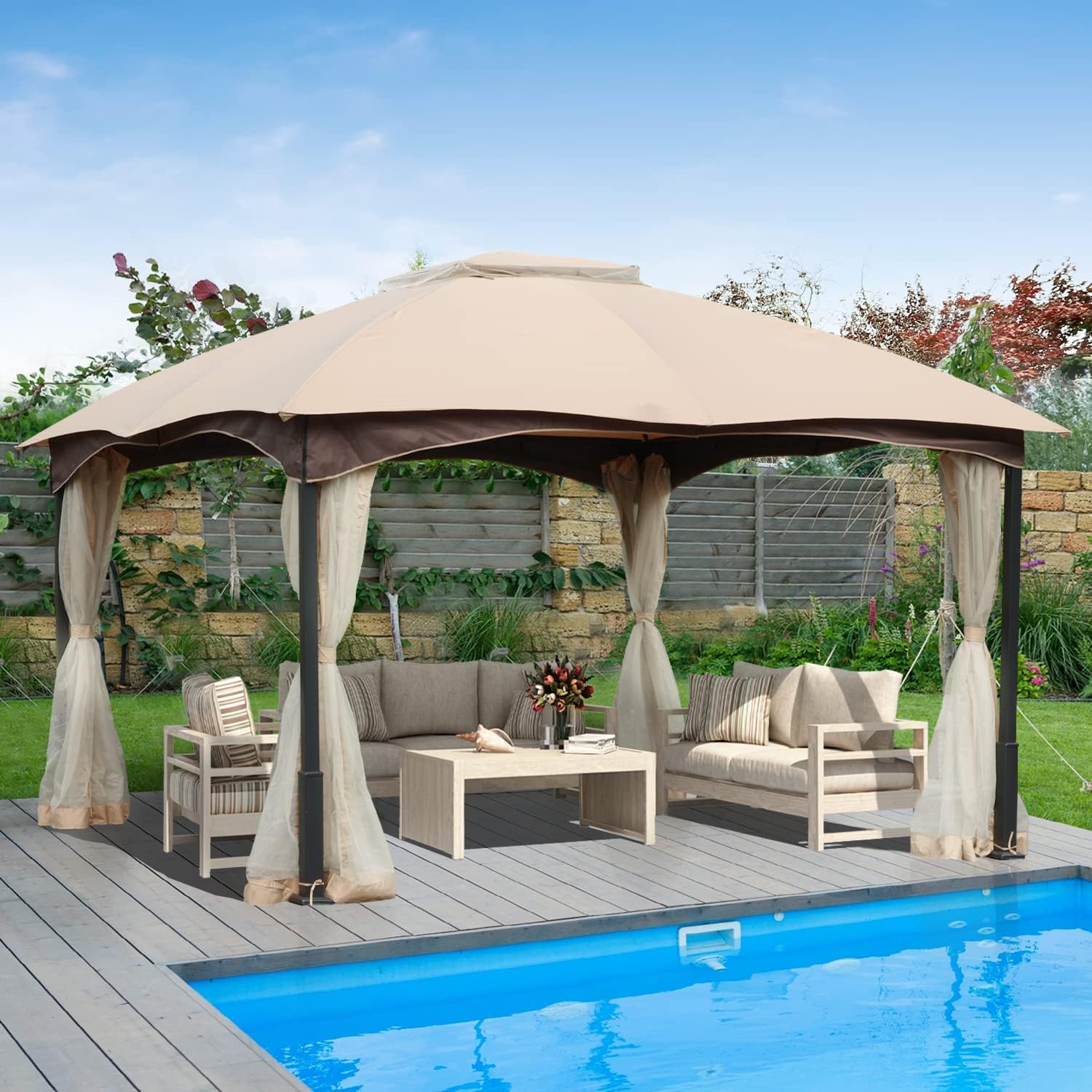 BPS 12' x 12' Patio Gazebo Outdoor Tent Shelter Canopy