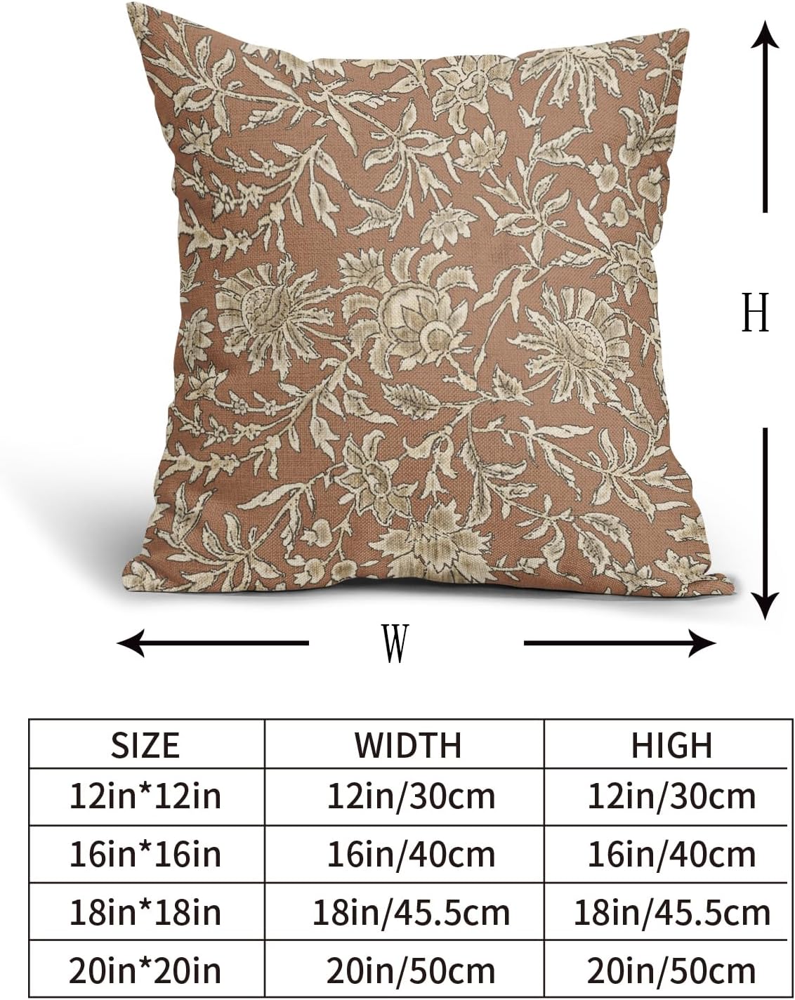 Vintage Floral Pillow Covers 24x24 Set of 2 Brown Retro Botanical Flower Pattern Print Neutral Decorative Throw Pillow Cases Boho Outdoor Rustic Farmhouse Decoration for Sofa Couch Bed