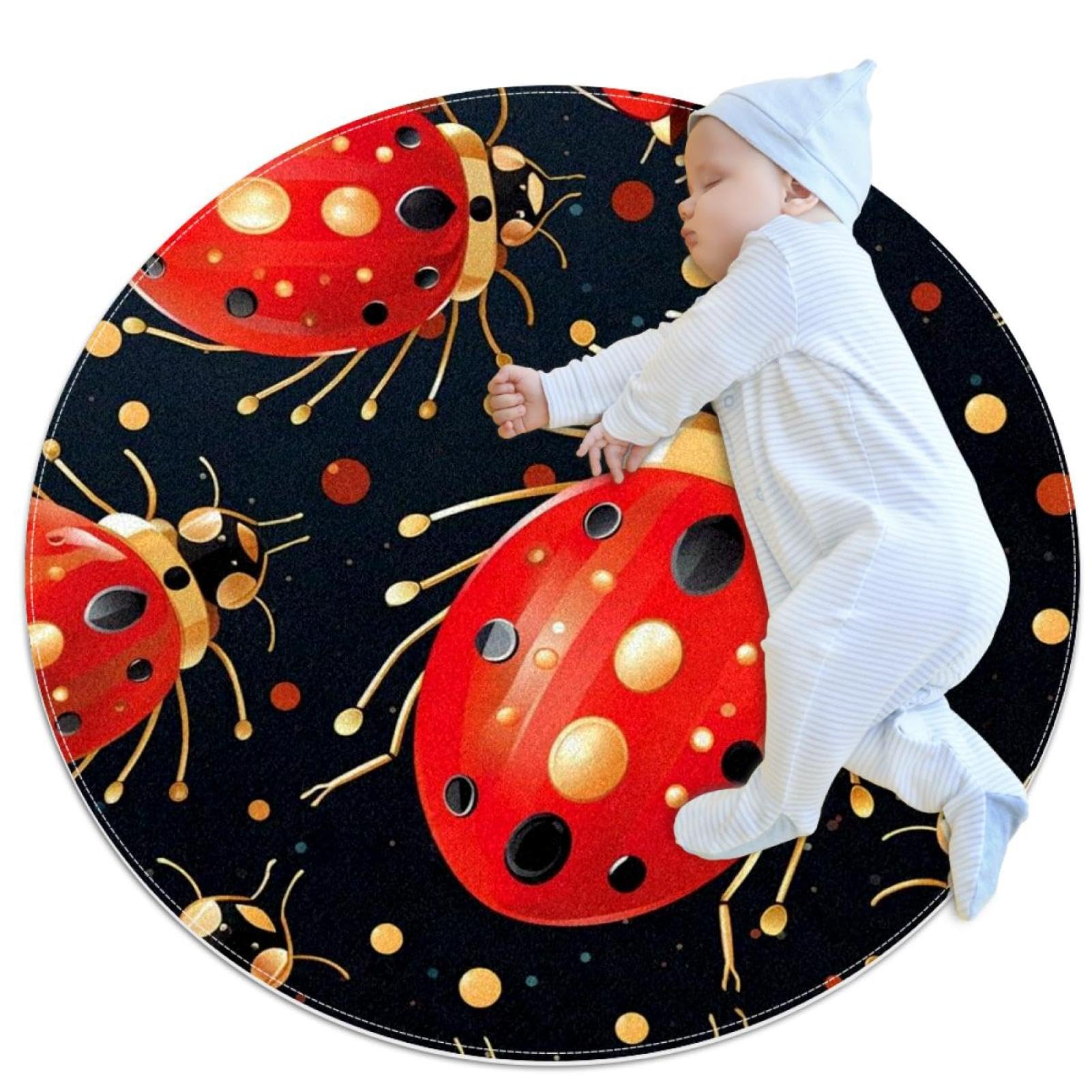 Tapis de salle de bain pour canapé et chambre enfant rond avec bulles colorées
