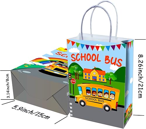 Miniatura 6 de 16 bolsas de regalo de autobús escolar para suministros de fiesta de cumpleaños de graduación, autobús escolar, aperitivos, dulces, bolsas de