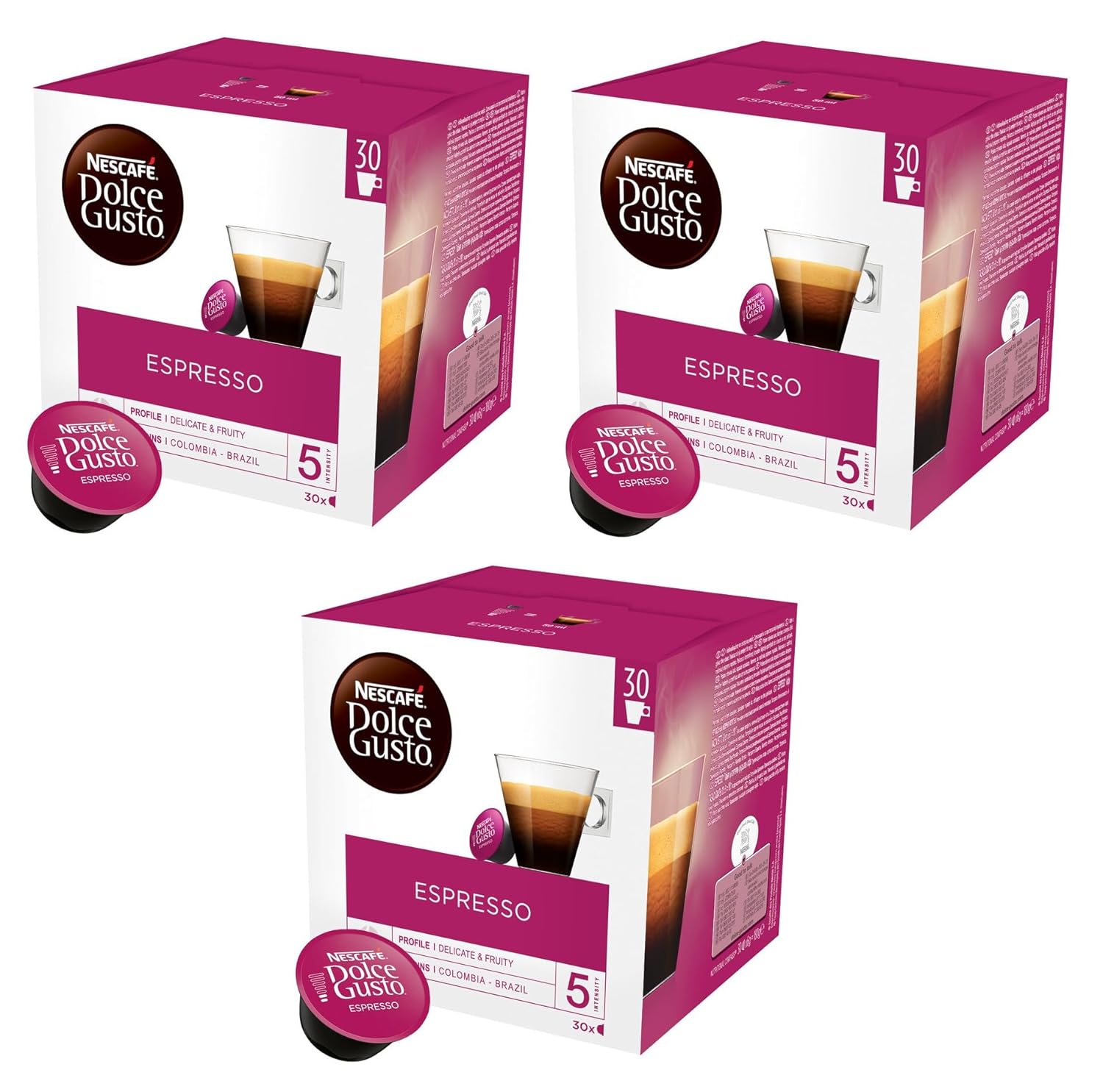 NESCAFÉ Dolce Gusto Espresso Coffee Pods, 30 Capsules (Pack of 3, Total 90 Capsules, 90 Servings)