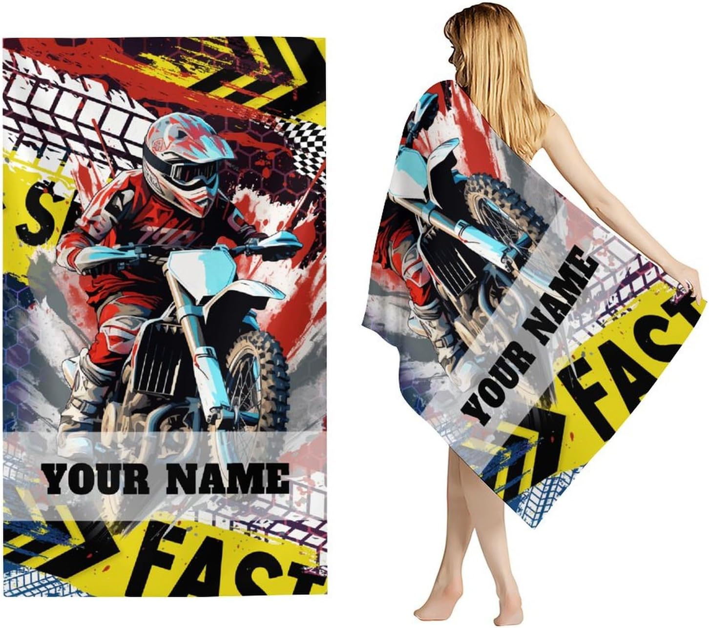 Beach Towel for Adults - Personalized Motorcycle Microfiber Quick Dry Bath Towels - 40" x 70" Oversized Sandless Beach Essentials for Travel, Pool & Pet