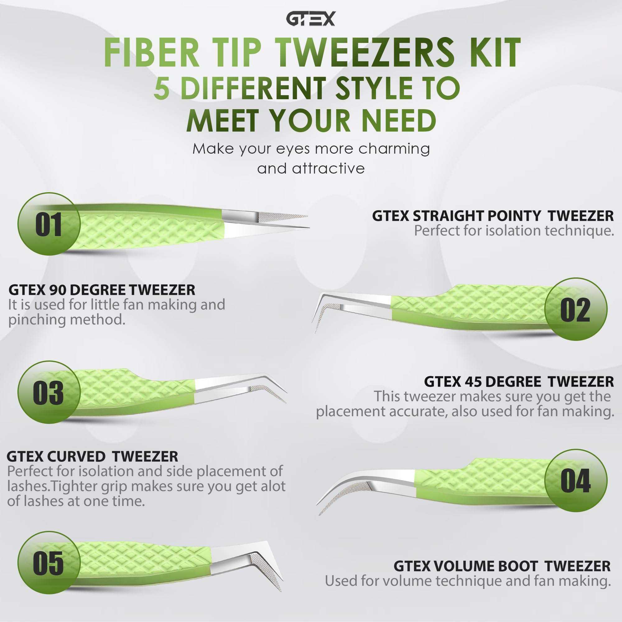 Amazon.com : GTEX Fiber Tip Lash Tweezers For Eyelash Extension