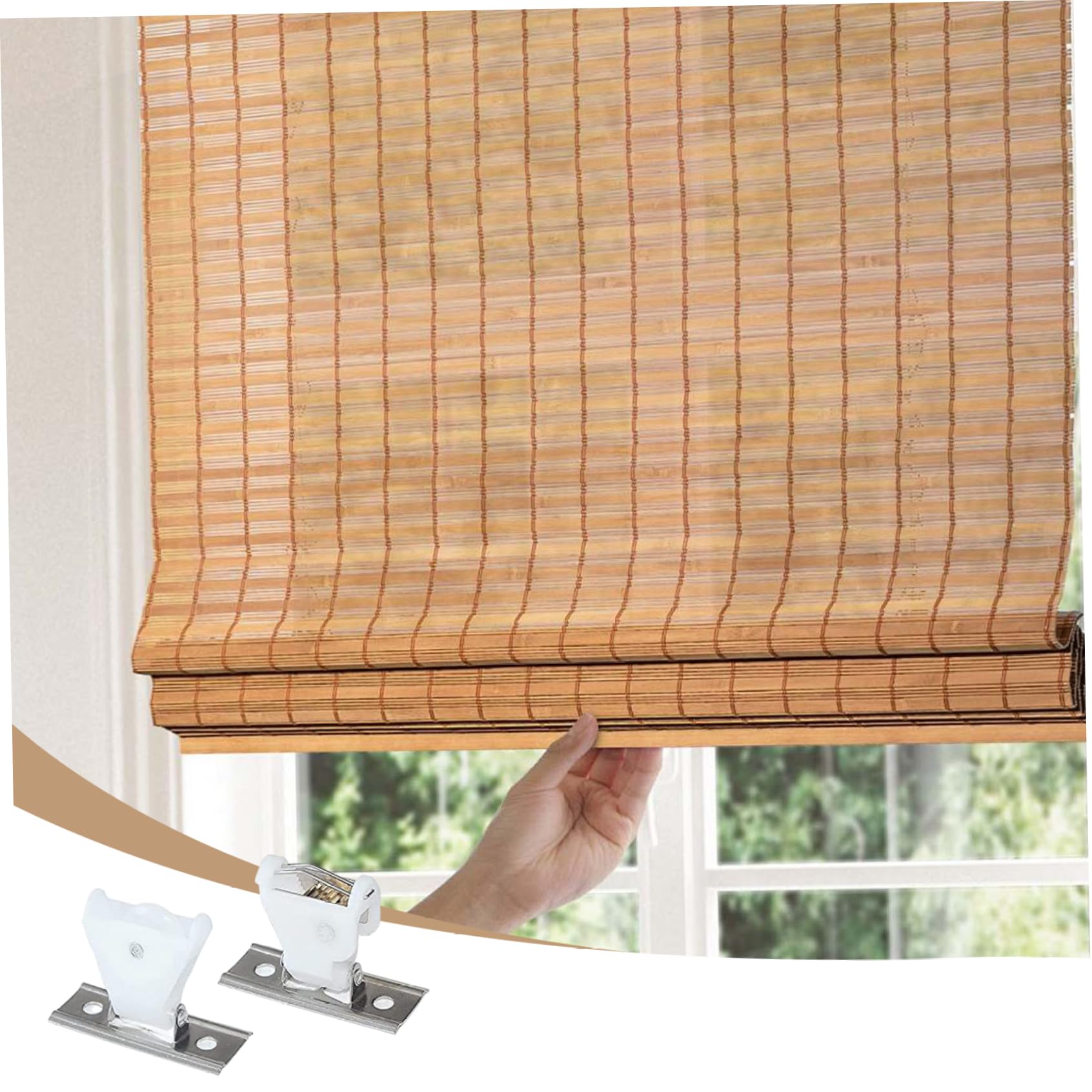Kit de 4 stores romains en plastique avec verrou et poulie de cordon, lisse, empêche l'effilochage du cordon, stores romains idéaux pour stores romains en bois tissé