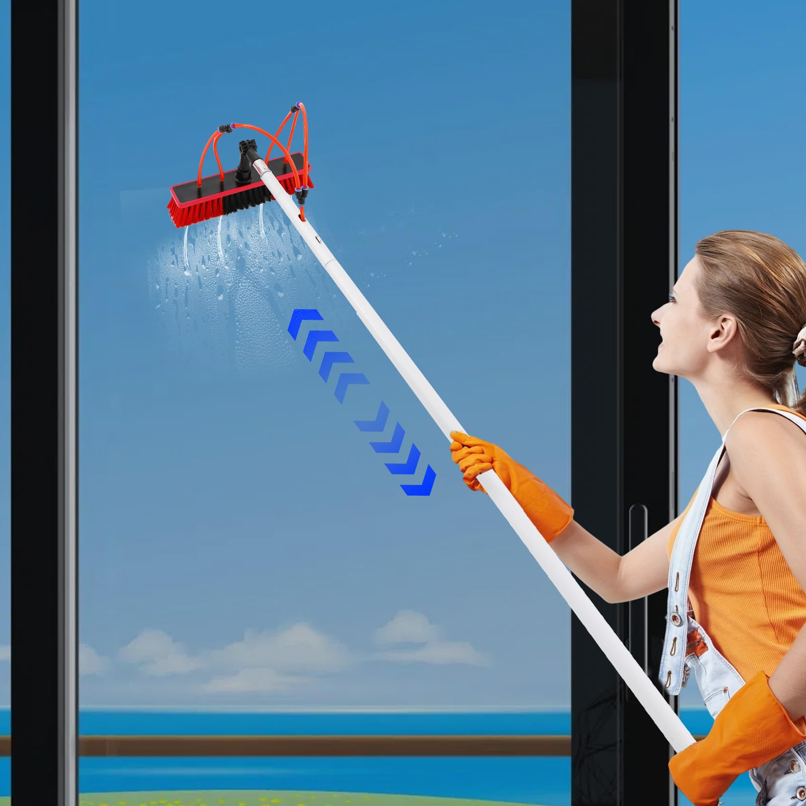 Juego de cepillos de limpieza para panel solar, dispositivos de limpieza de ventanas extensibles, juego de herramientas de limpieza de ventanas para paneles solares fotovoltaicos, ventanas, cepillo de